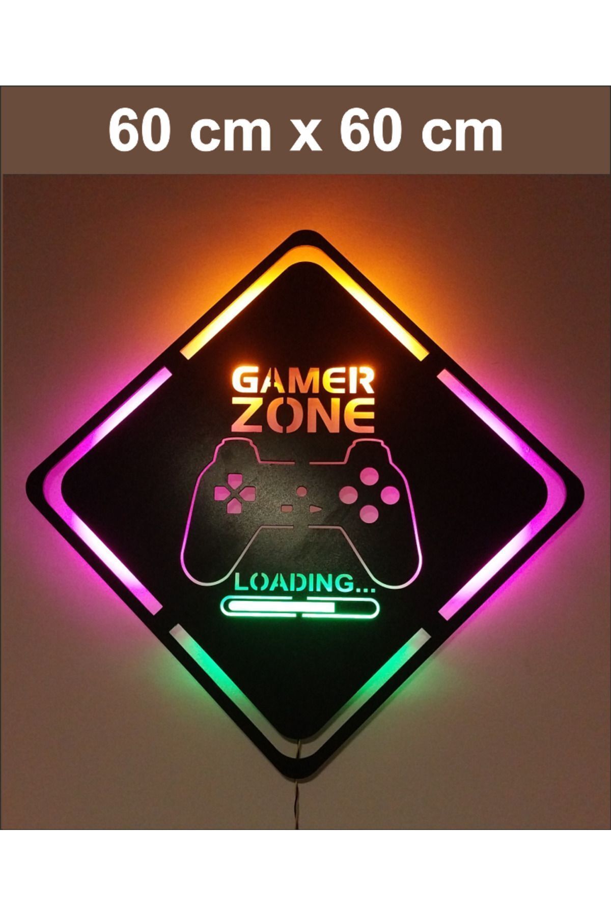 ZETCONCEPT Gamer Zone Led Işıklı Oyuncu Tablosu ve Gece Lambası (3 metre toplam kablo uzunluğu, Adaptör Dahil)