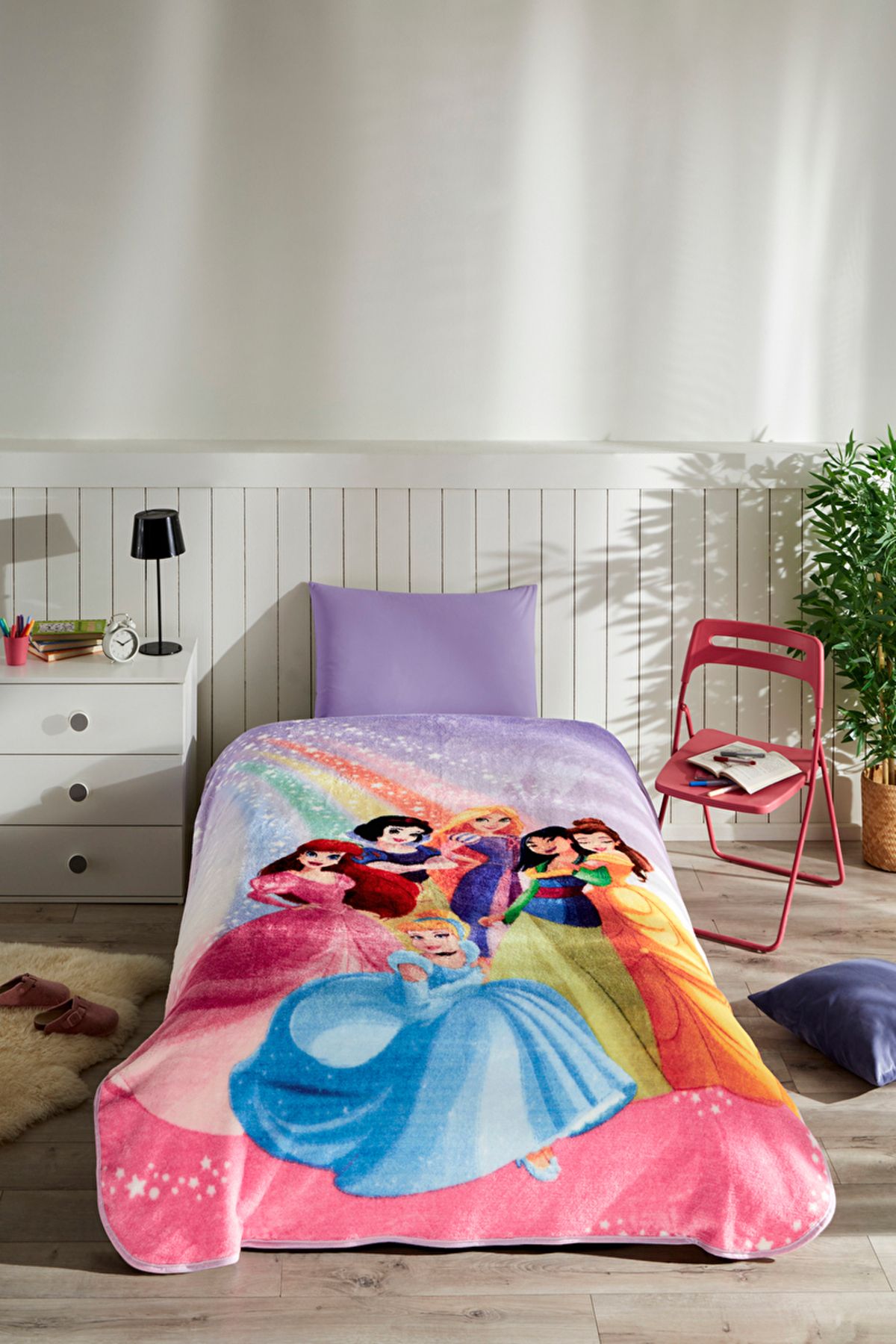 Özdilek Princess Rainbow Disney Lisanslı Tek Kişilik Çocuk Battaniyesi 155x215 Cm