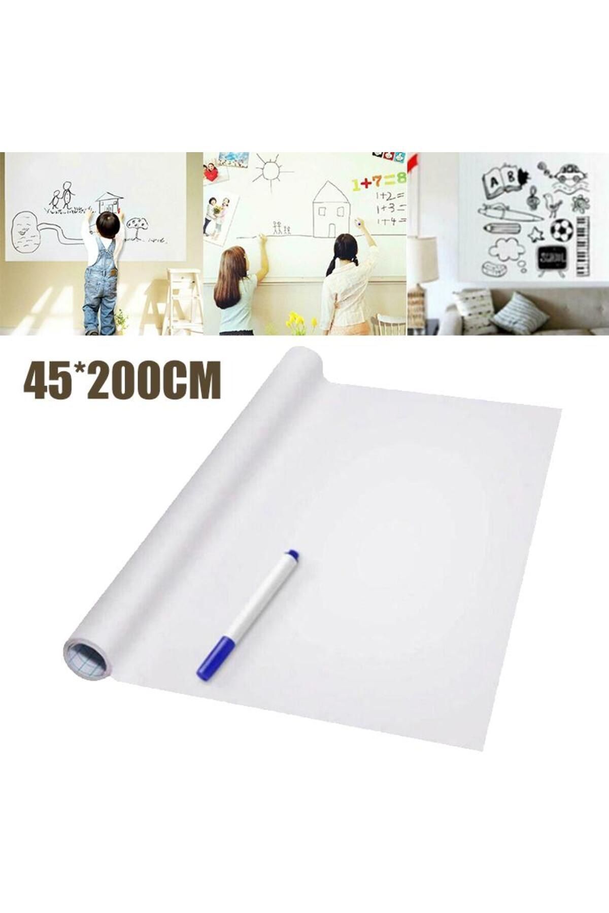 NİLİN VADİSİ Beyaz Yazı Tahtası 45 X200 cm Duvara Yapışan Yapışkanlı Beyaz Yazı Tahtası Sticker Board
