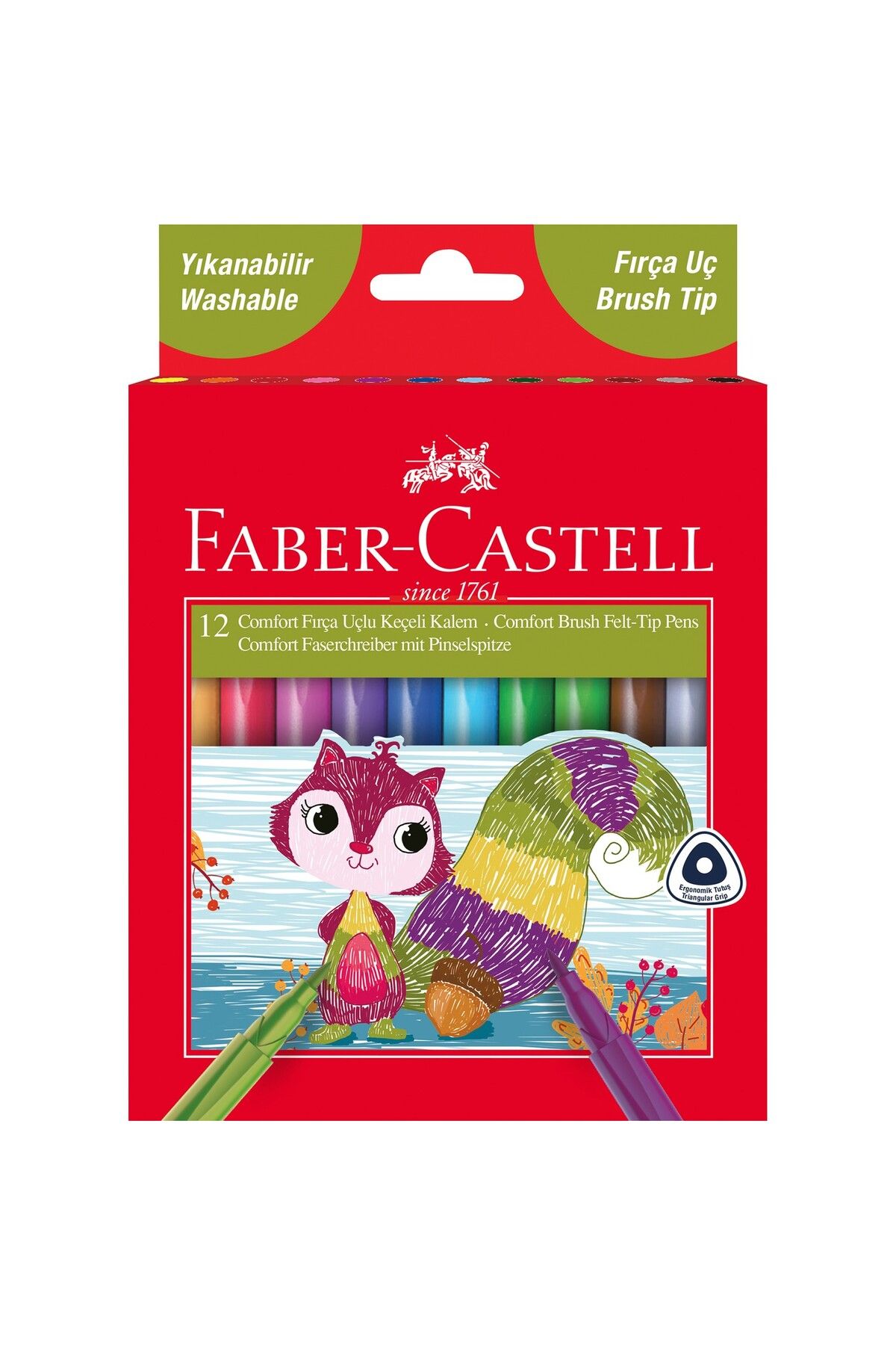 Faber Castell Faber-castell Comfort Yıkanabilir Fırça Uçlu Keçeli Kalem 12'li