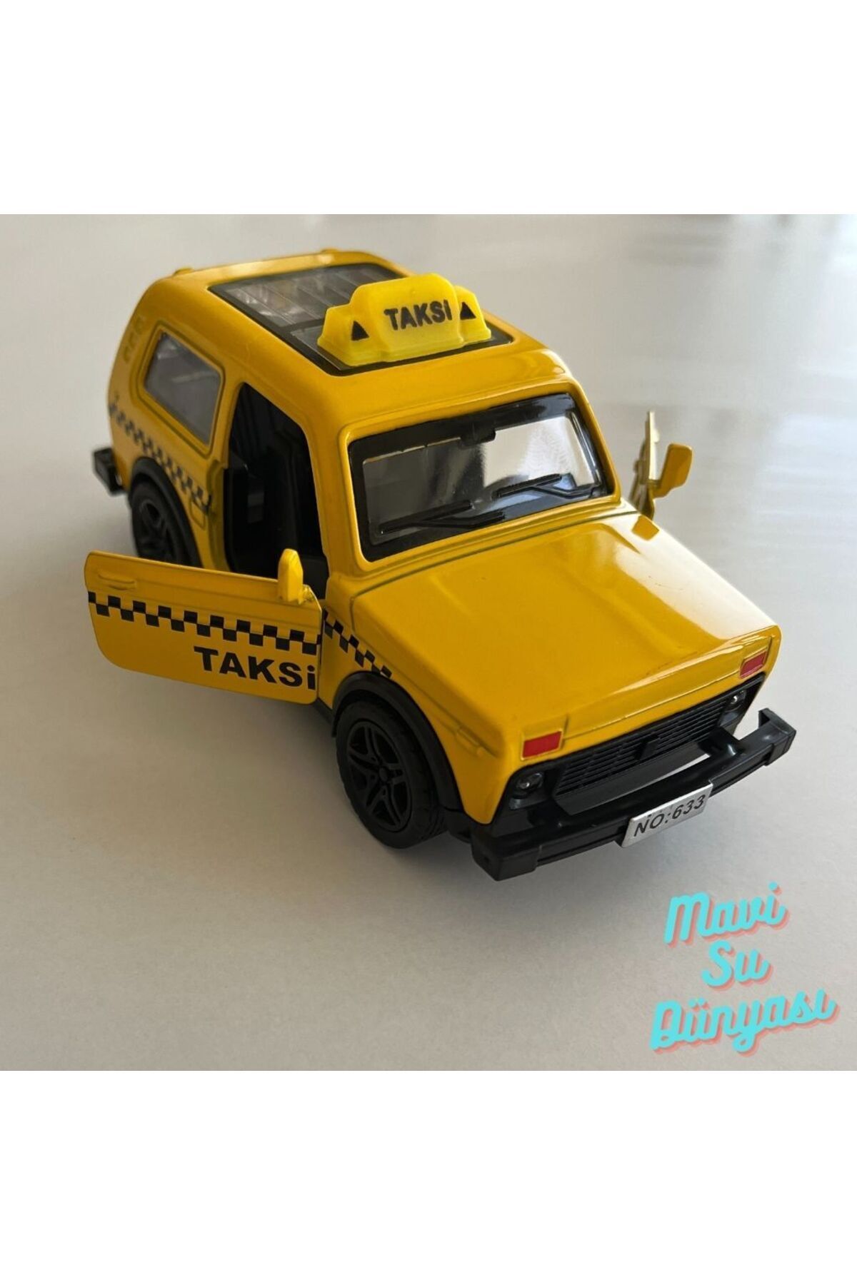 mavisudunyasi Çek Bırak Araba Küçük Boy Çelik Sarı Taksi Arabası 1:36 - Mavi Su Dünyası