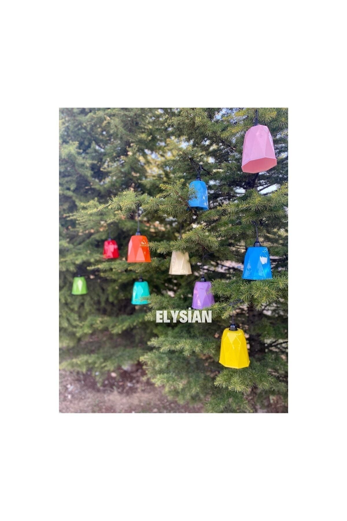 Elysian Ağaç Feneri 10 Adet Rengarenk Bahçe Aydınlatma Dekoru Su Geçirmez Alaçatı Lamba Bahçe Işıkları