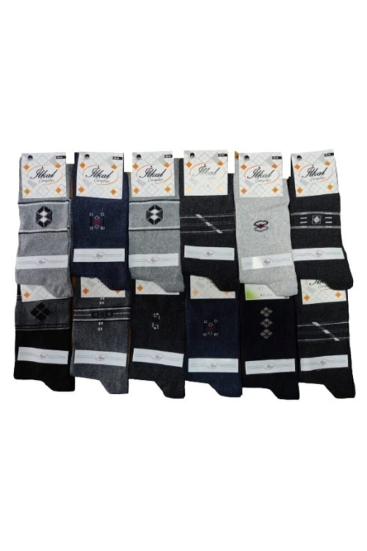 Çorap Dünyası Hatvel Erkek Karışık Renk Ve Desen Pamuk 12'li Soket Çorap