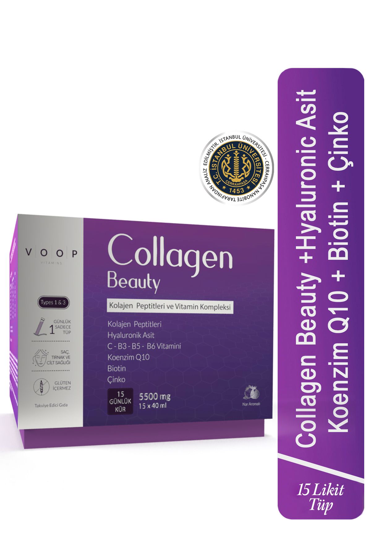 VOOP Collagen Beauty Nar Aromalı Shot Tip 1, Tip 3 | 5500 Mg - 40 ml 15 Tüp