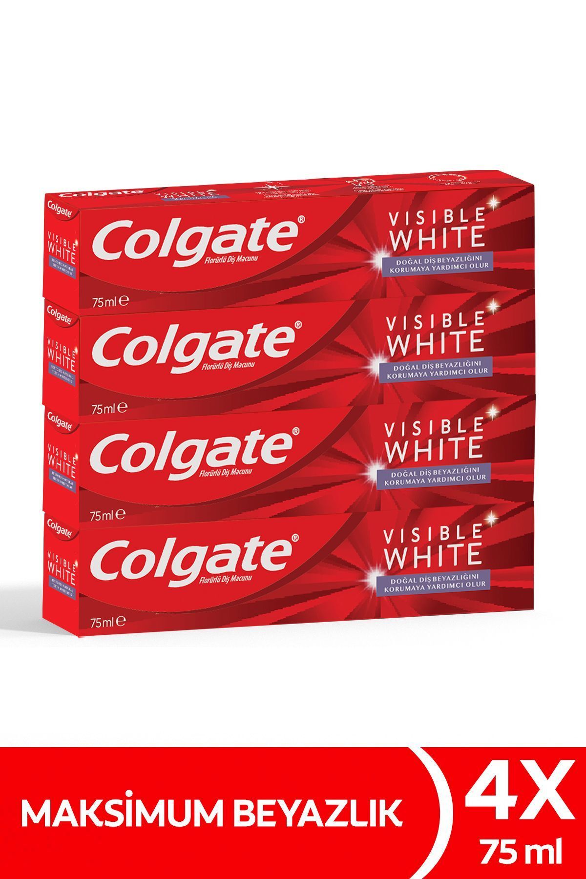 Colgate Visible White Maksimum Beyazlık Beyazlatıcı Diş Macunu 75 ml X4 Adet