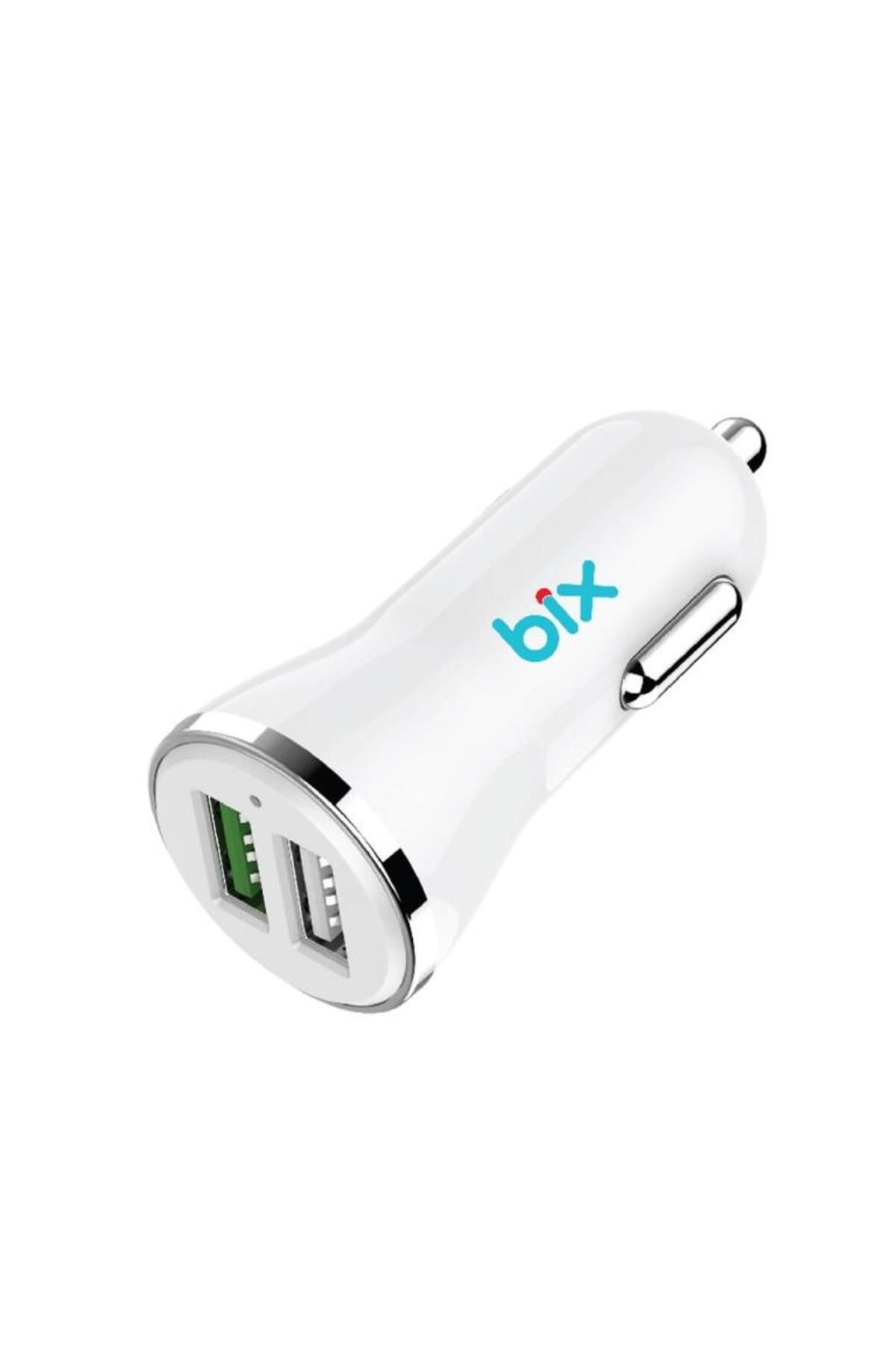 Bix Hızlı Araç Şarj Cihazı Çift Usb Çıkışlı Qc 3.0 Beyaz