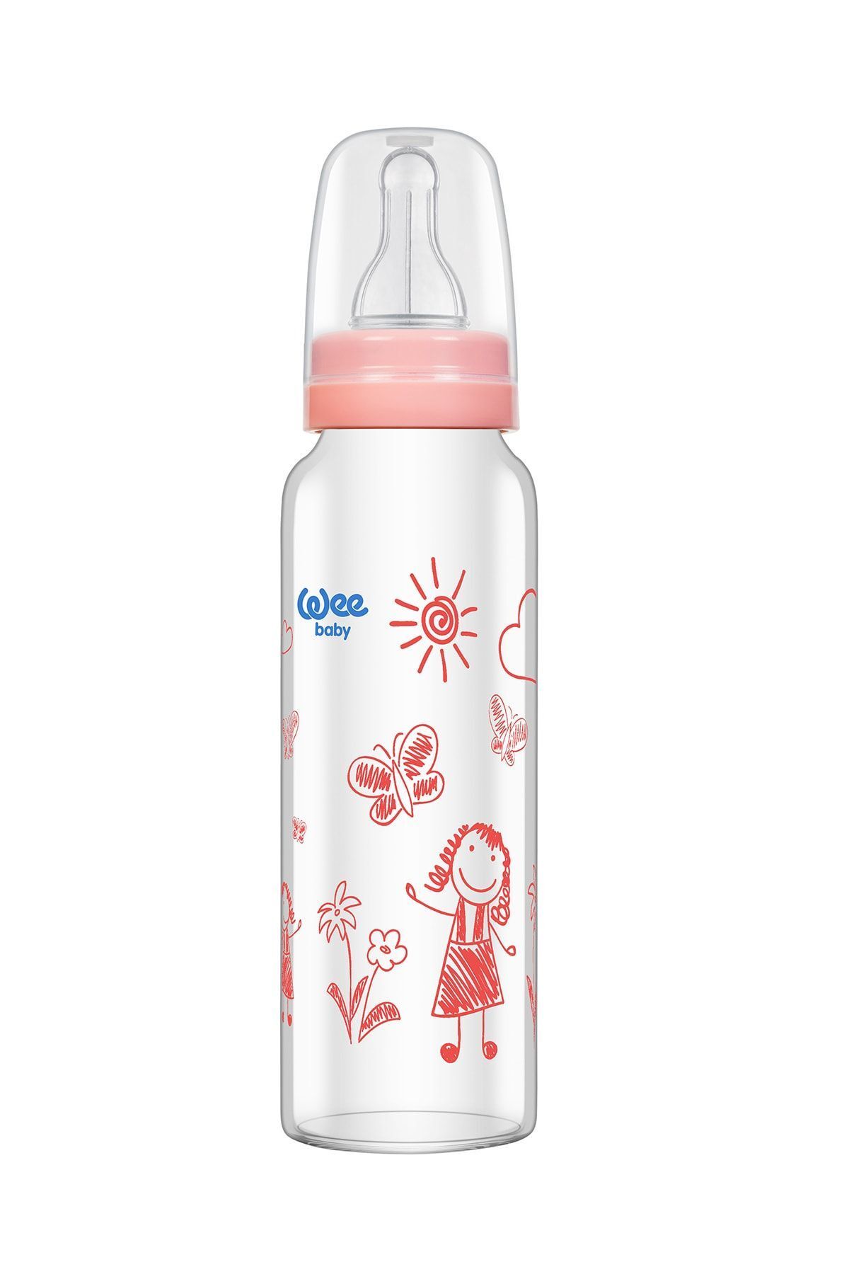 Wee Baby Isıya Dayanıklı Cam Biberon 240 Ml - Pembe