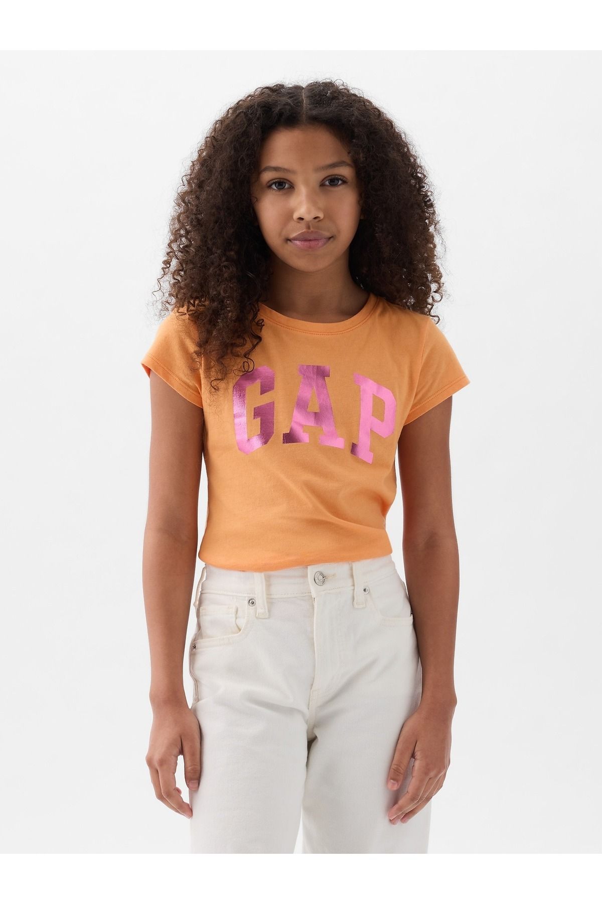 GAP Kız Çocuk Turuncu Gap Logo T-Shirt