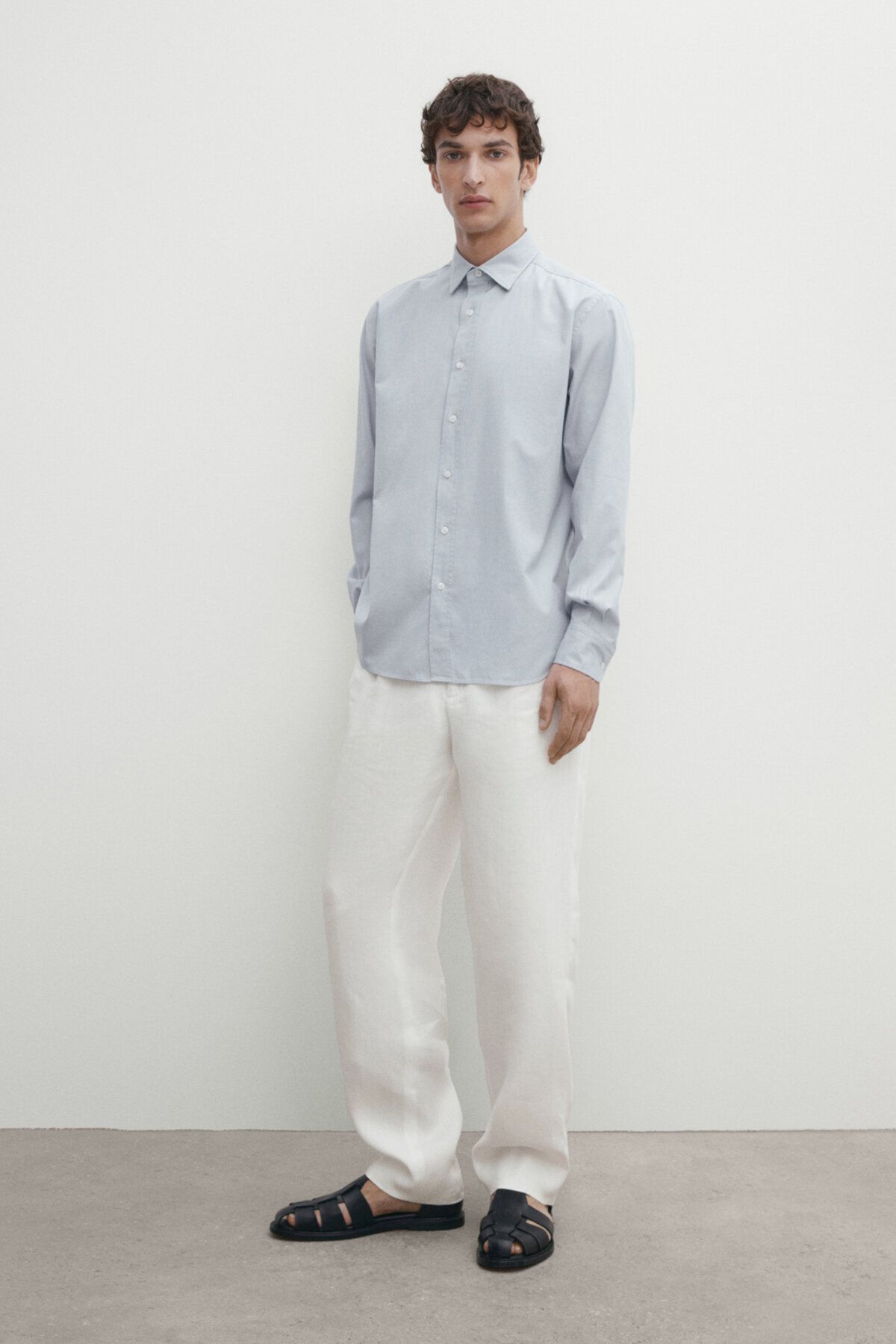 Massimo Dutti Regular fit boyalı fitilli kumaş gömlek