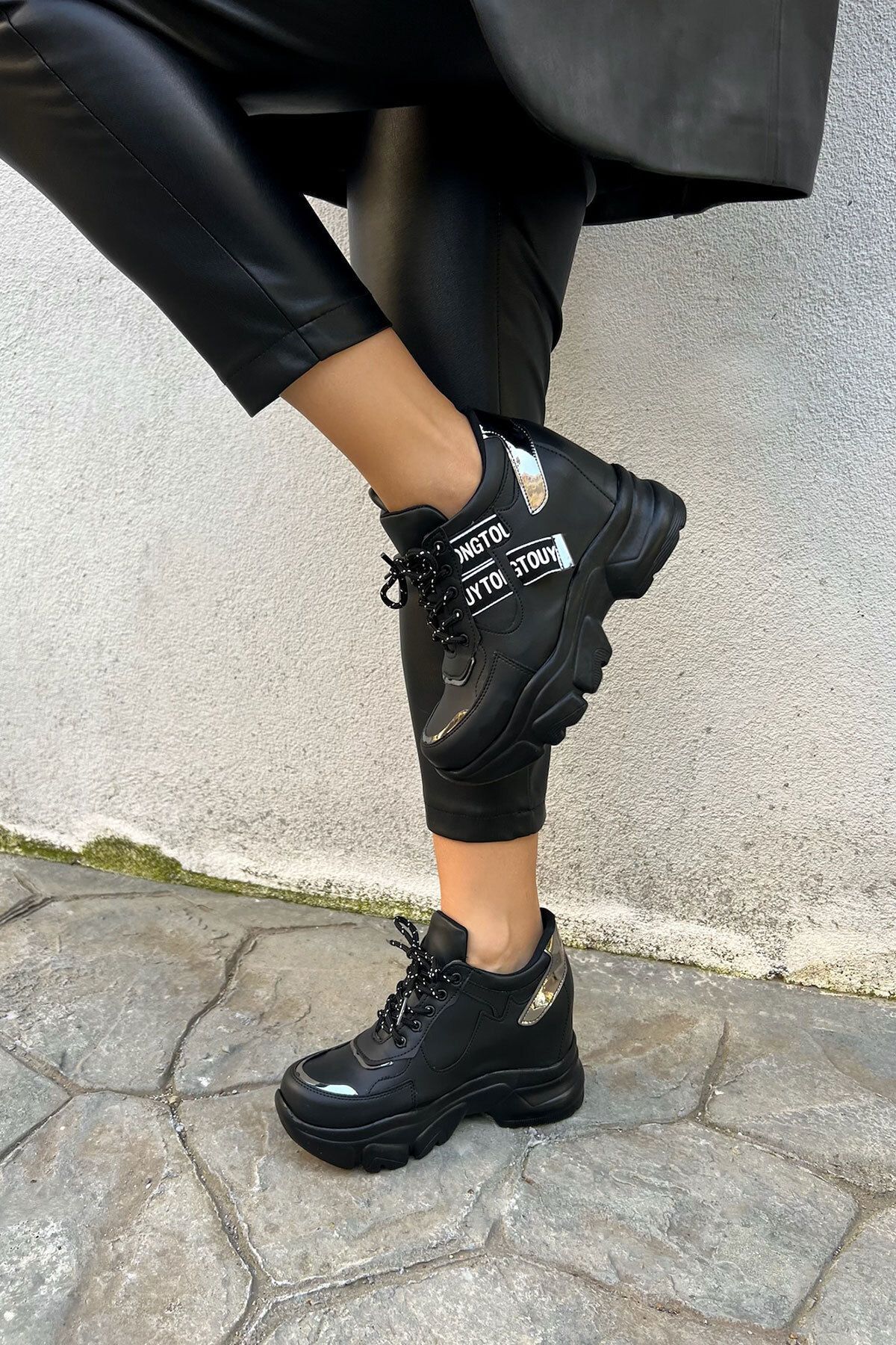 Ayakkabı Delisiyim Teros Gizli Dolgu Topuklu Kalın Taban Kadın Spor Ayakkabı Sneaker
