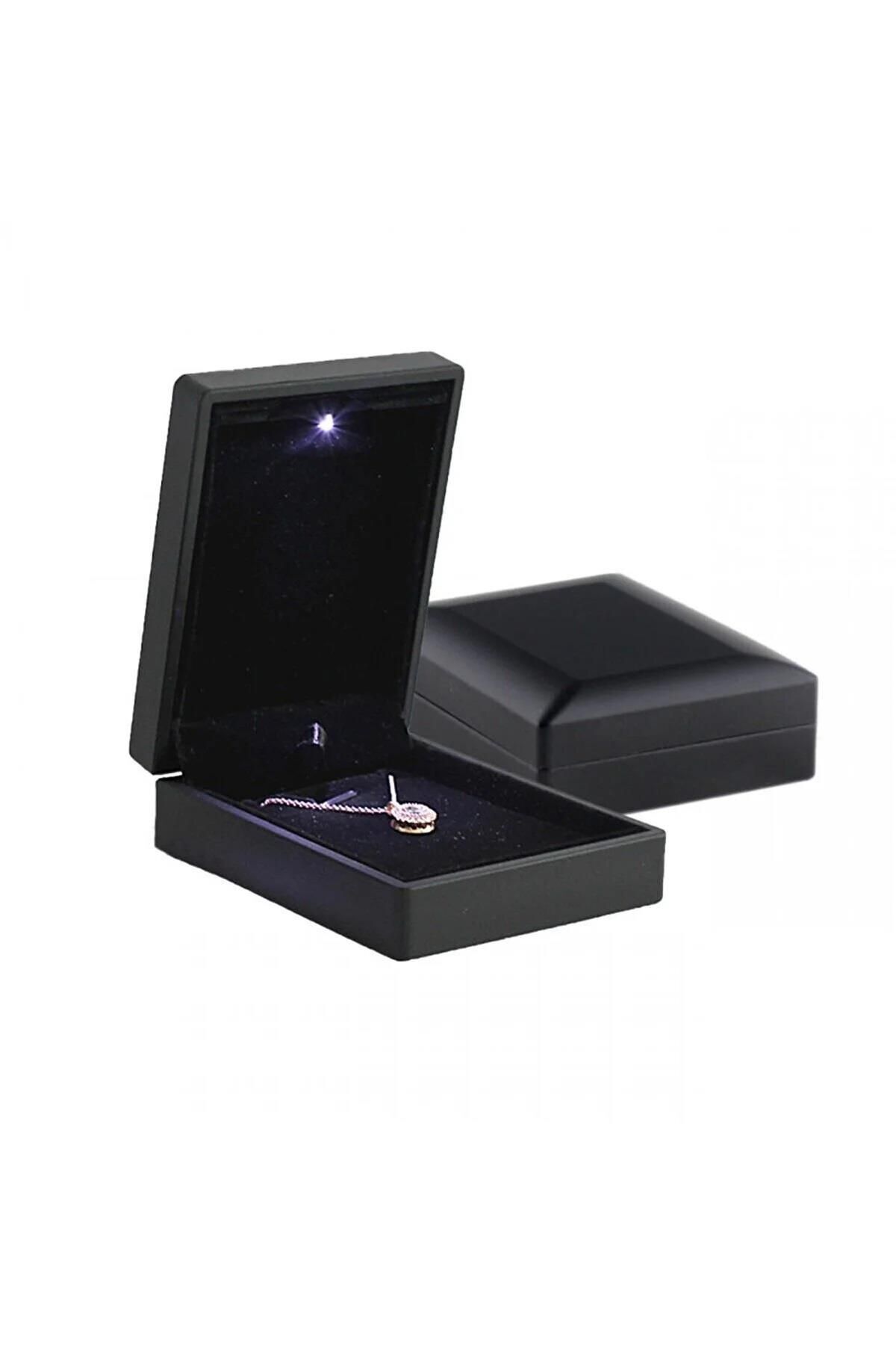 Söğütlü Silver Led ışıklı siyah kolye küpe kutusu ışıklı kutu KLYKT999SYH