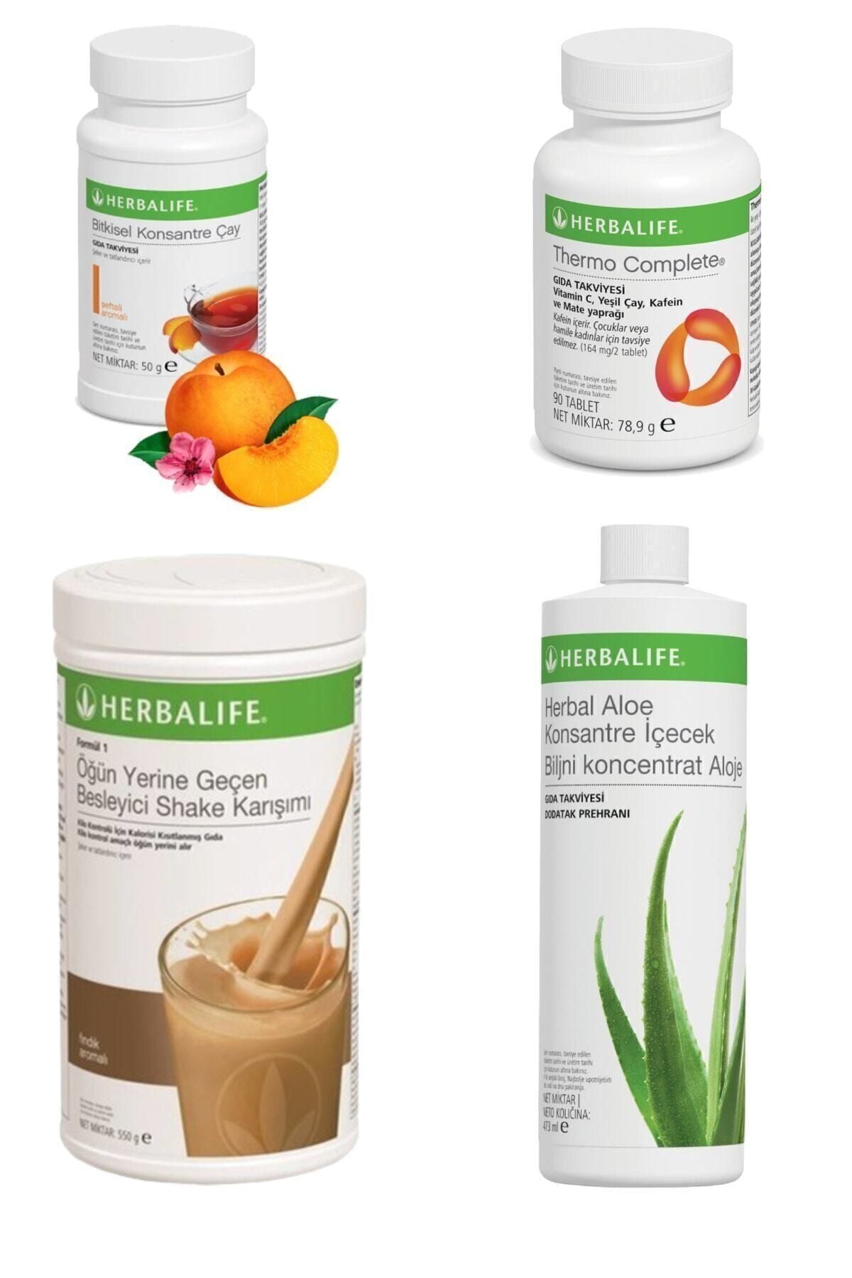 Herbalife Yağ Yakıcı Set - 1 Fındık - 1 Şeftali Çay + Aloe Içecek + Thermo