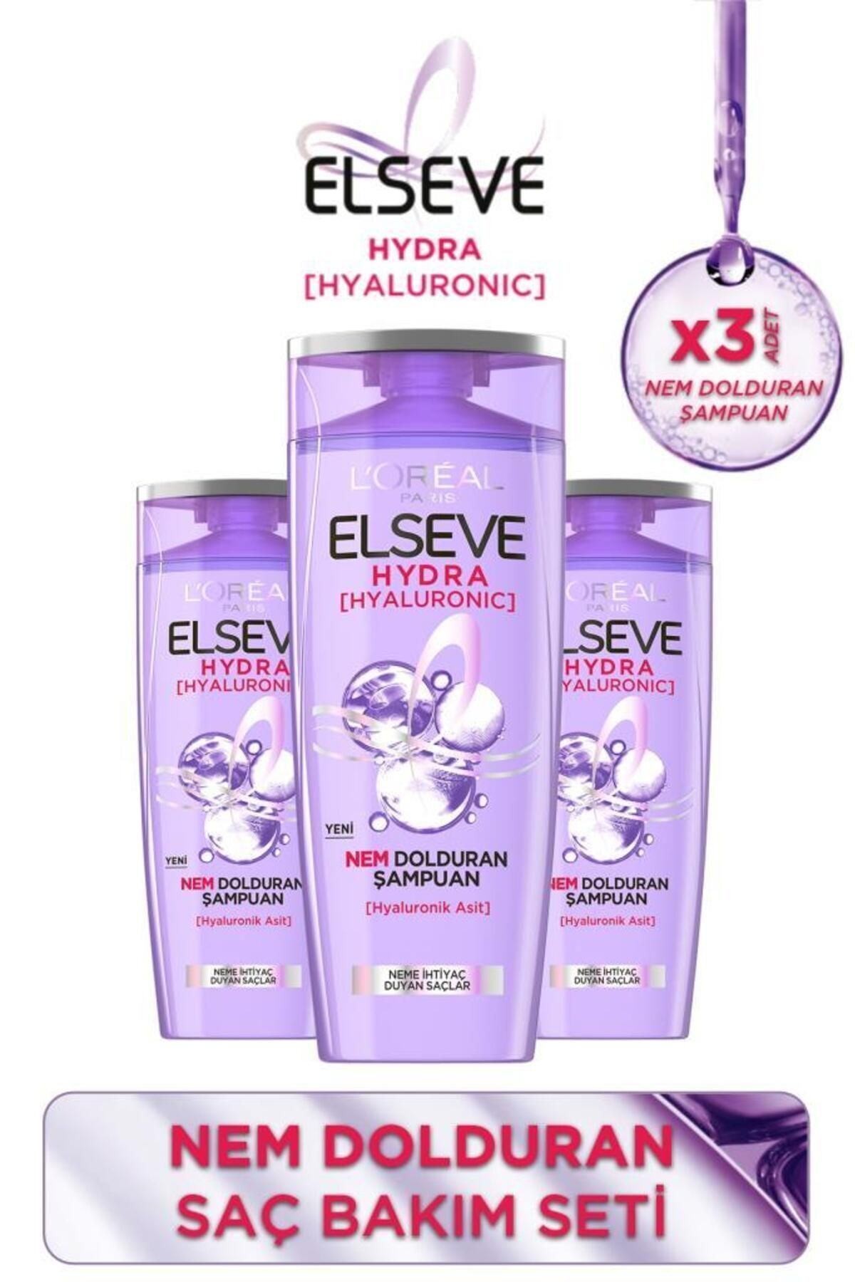 Elseve Hydra [hyaluronic] Nem Dolduran Şampuan 390 Ml 3'lü Set