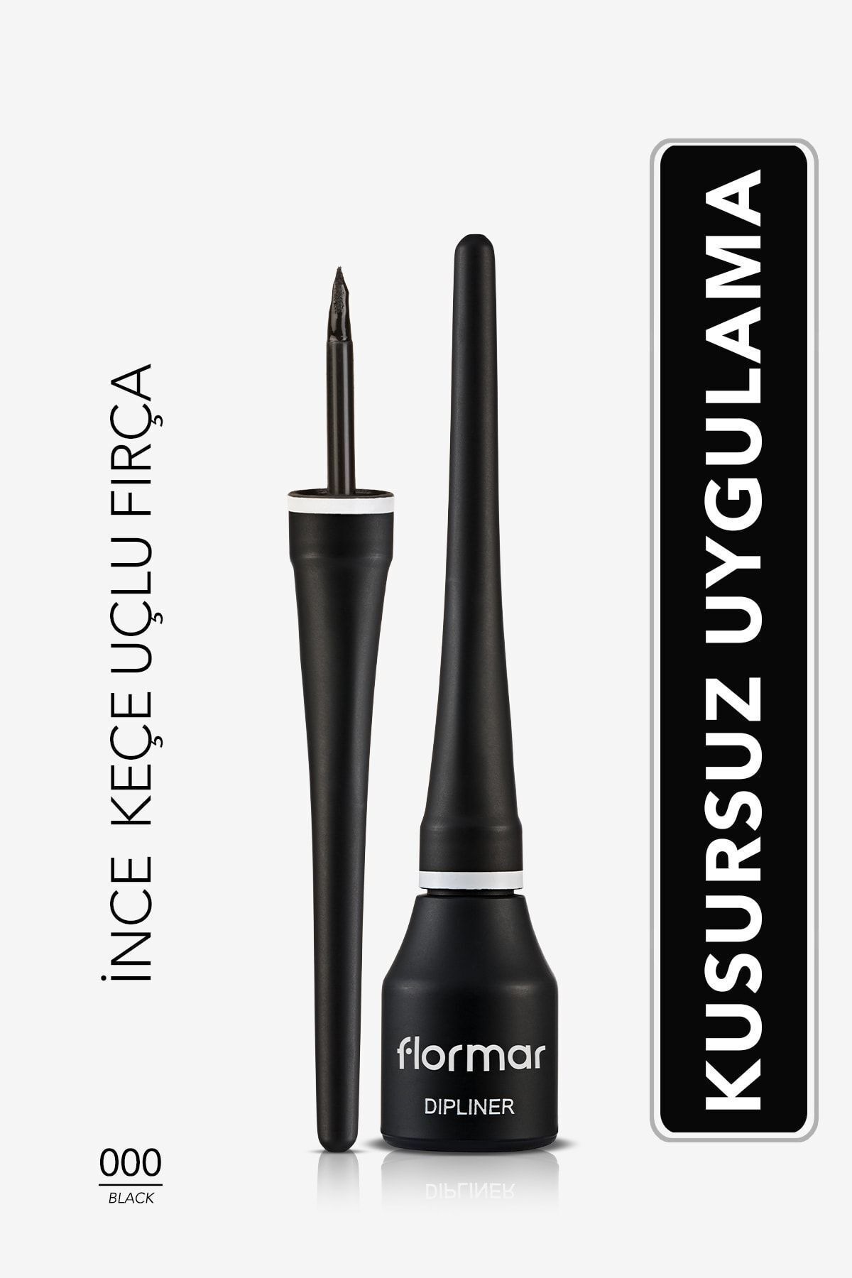 Flormar Yoğun Pigmentli Ince Keçe Fırçalı Yarı Mat Dipliner (SİYAH) - Dipliner-000black-8690604330003