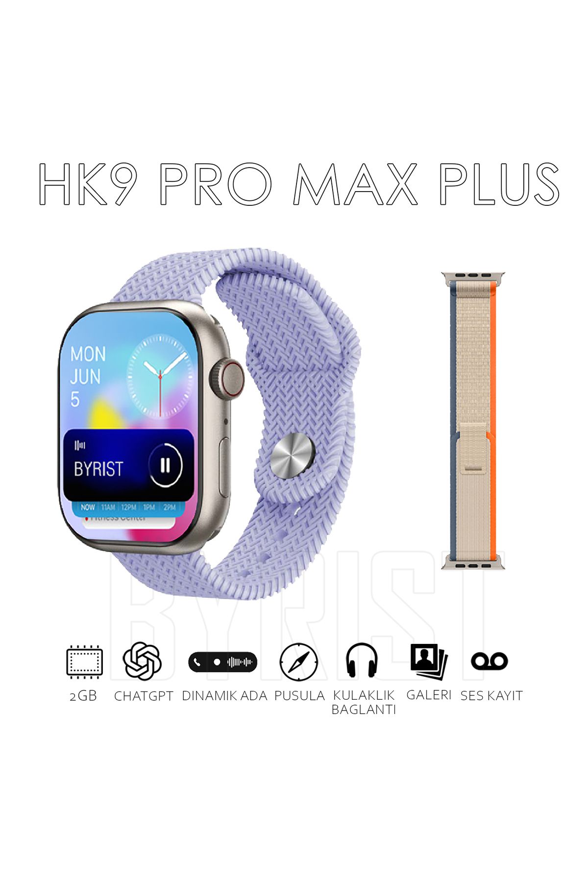 Byrist HK9 Pro Max Plus GEN4 46MM Amoled Ekran Galeri/Ses Kayıt/2GB Depolama Özellikli 2024 Akıllı Saat
