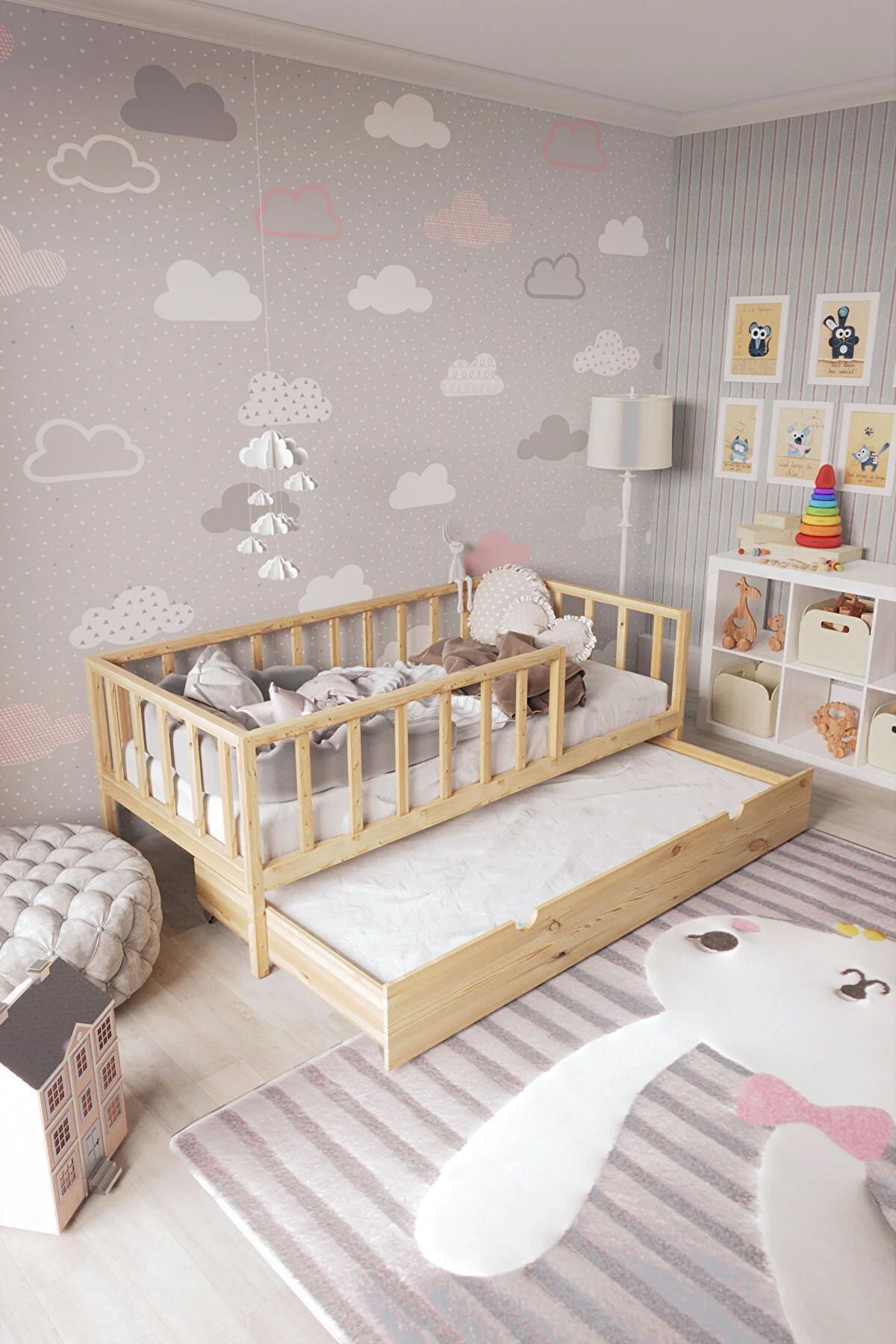 Loolpi Home Unisex Montessori Bebek Ve Çocuk Karyolası Doğal Ahşap Yatak LHAYMK