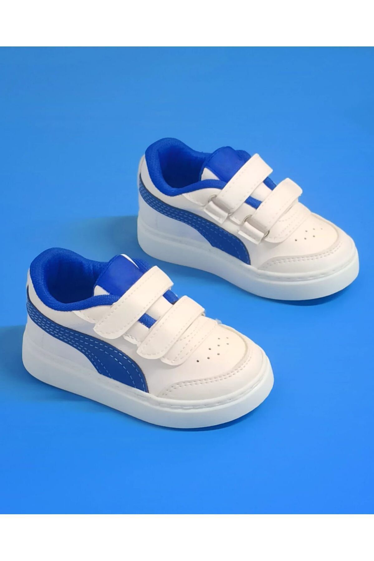 metlife kids Çocuk Ayakkabı Beyaz Sax Yumuşak Dikişli Kaydırmaz Taban Cırtlı Kids Sneakers