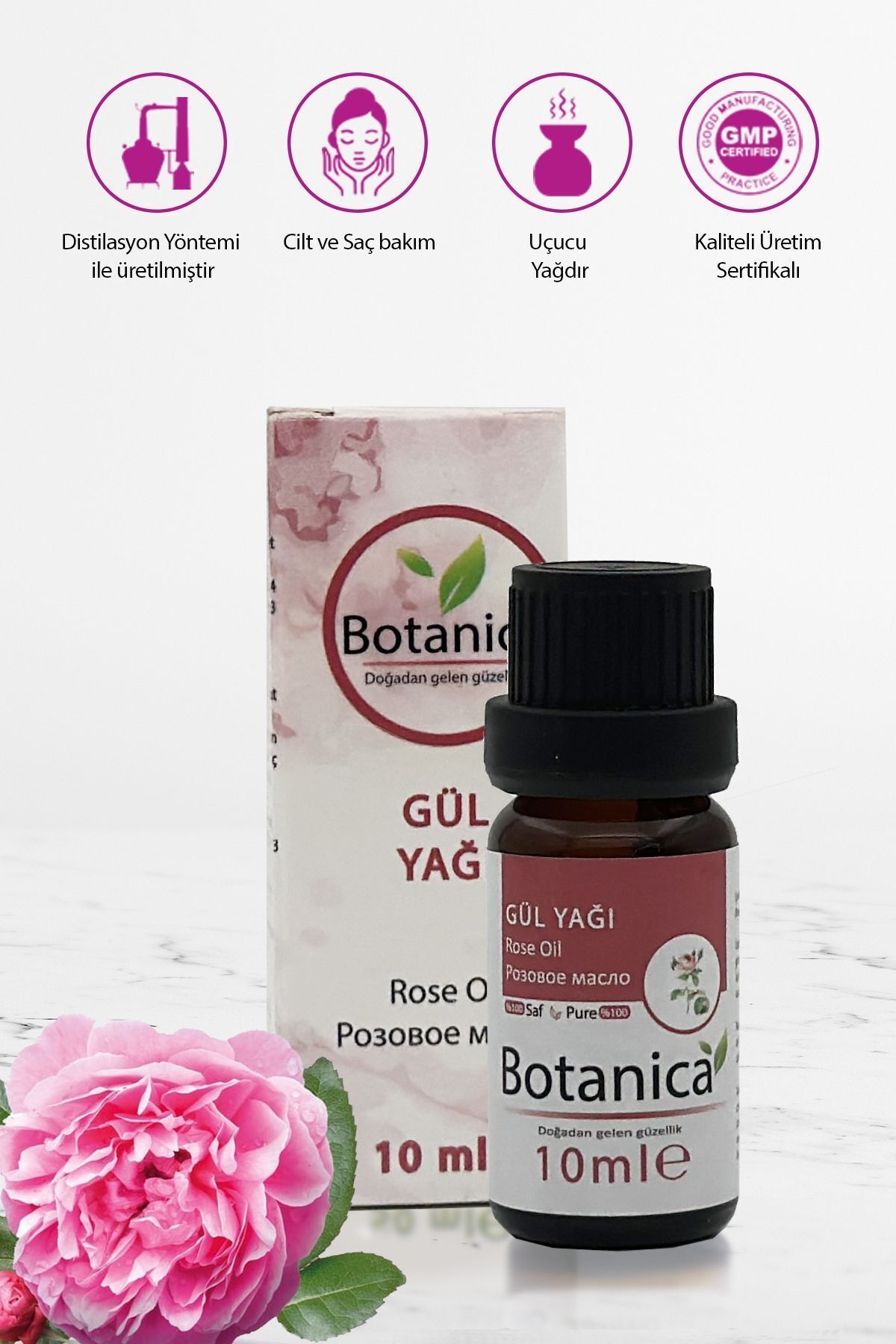botanica Gül Yağı - Rosa Damascena - ( Cilt Gençleştirme - Aromaterapi ) Rose Oil Uçucu Yağ 10 ml