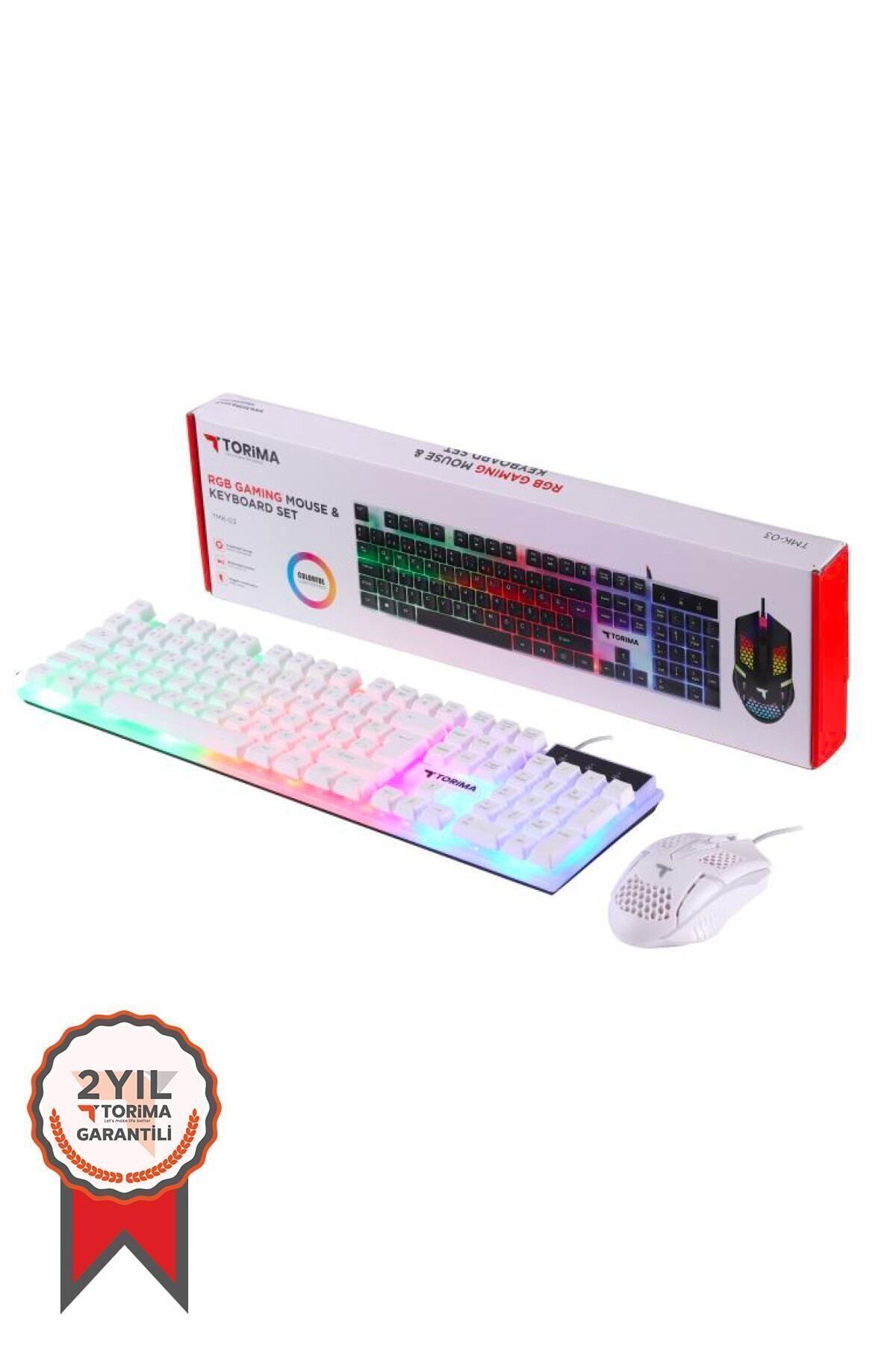 Torima TMK-03 Gaming Rgb Işıklı Kablolu Q Klavye Ve Mouse Seti Beyaz