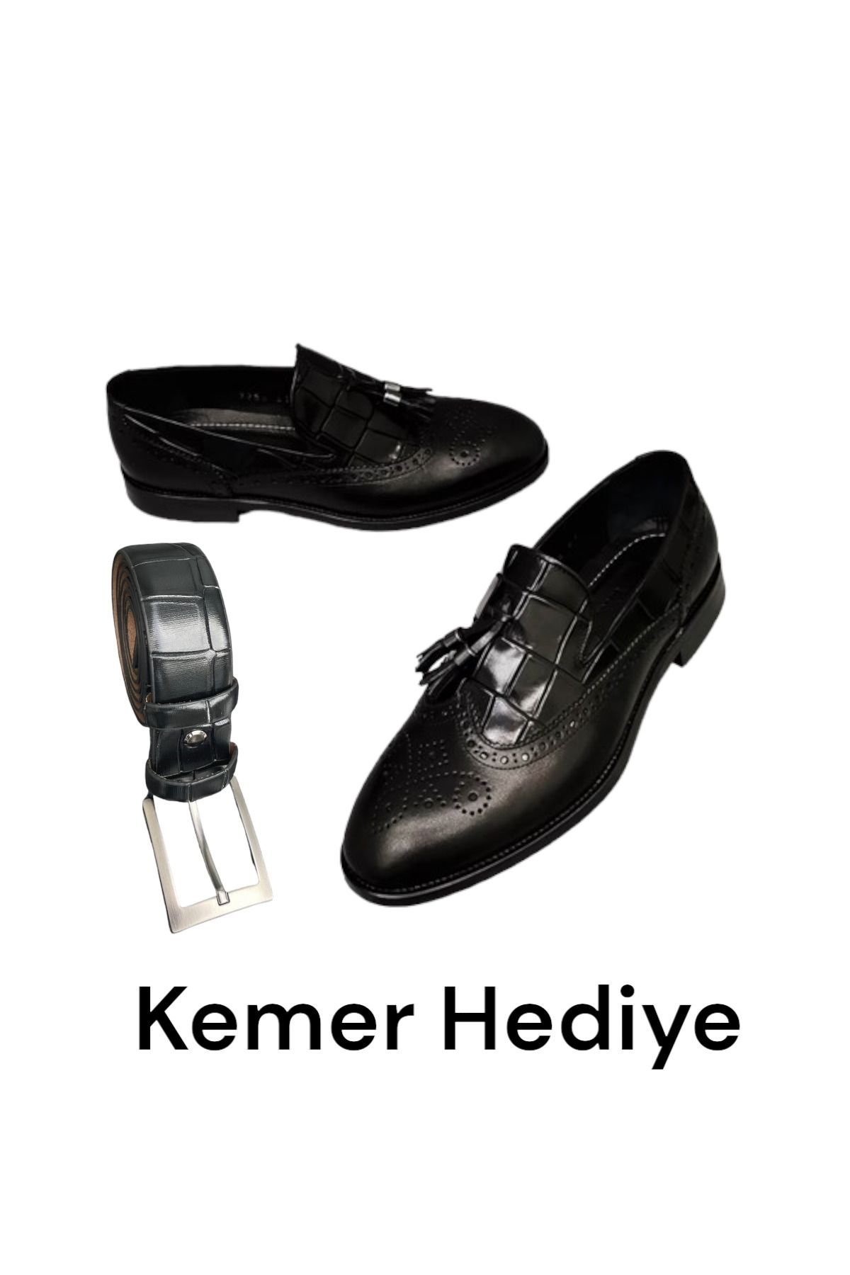 CassidoShoes Hakiki Deri Özel Tasarım Toka Detaylı Siyah Erkek Ayakkabı 023-43258