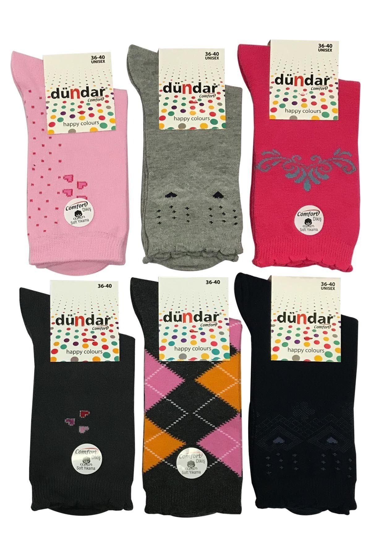 Dündar Kadın Renkli 5589-c 6'lı Paket Soket Çorap