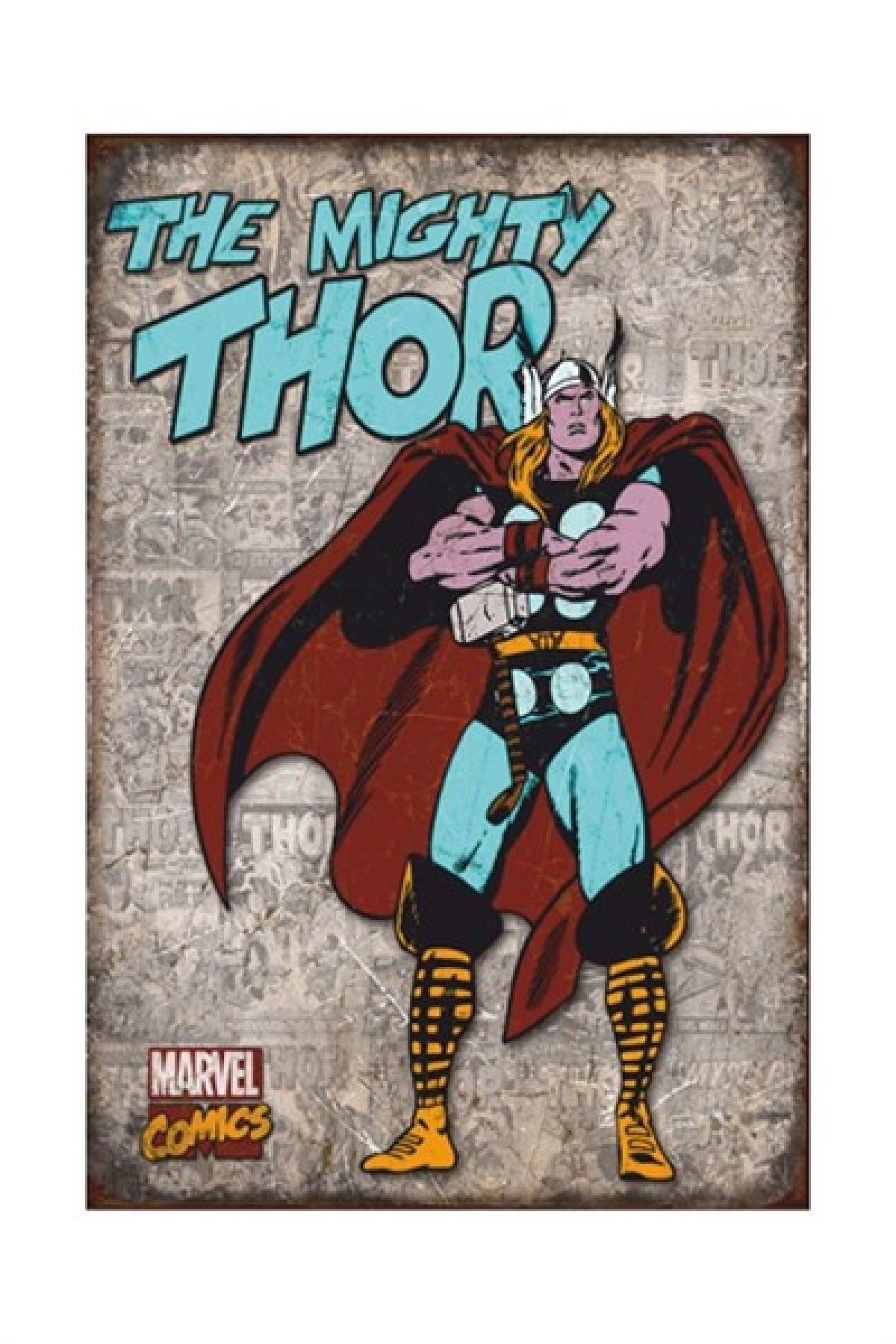 Genel Markalar Thor Marvel Retro Vintage Ahşap Poster