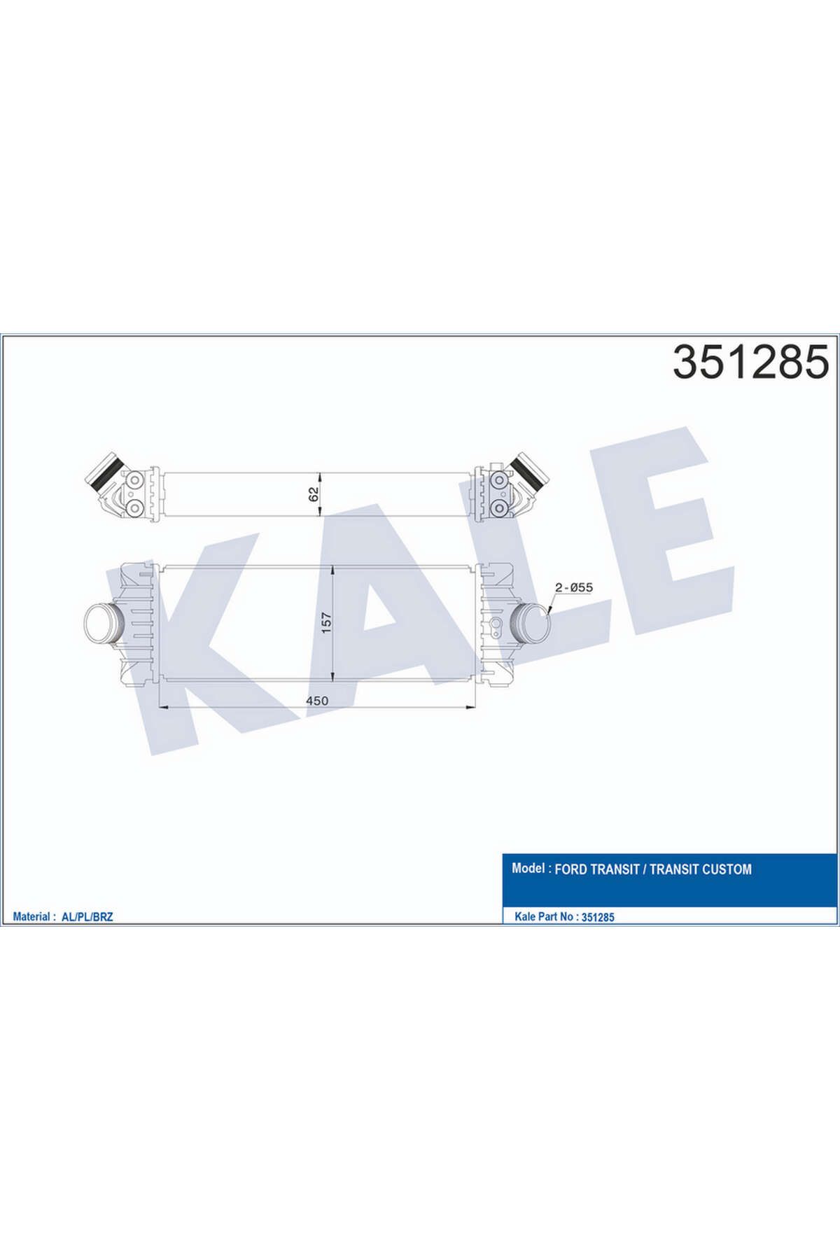 KALE Turbo Radyatörü Intercooler Transıt Custom 313105
