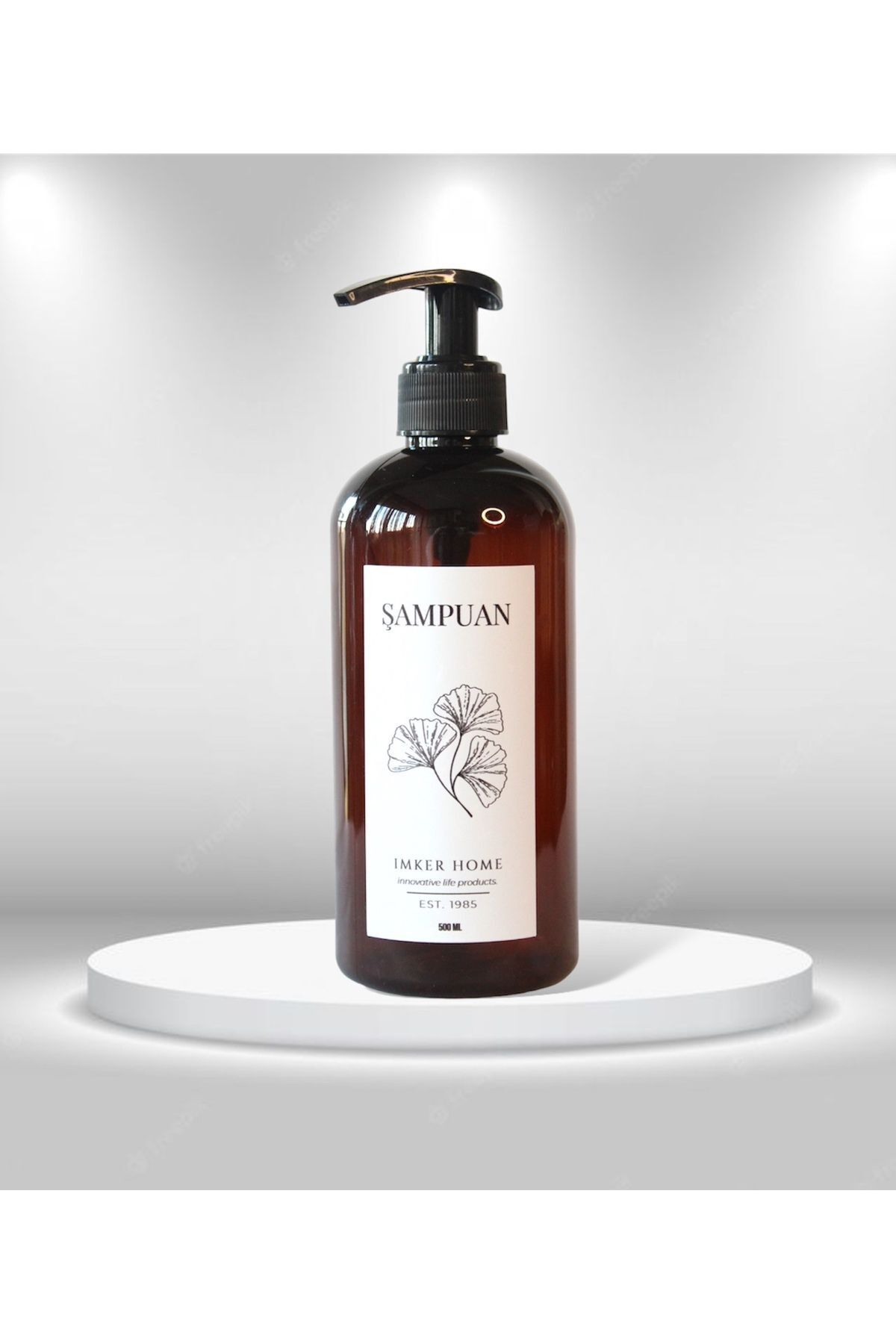 IMKER HOME Amber Kahverengi Pompalı Şampuan Şişesi 500Ml Banyo Mutfak Düzenleyici