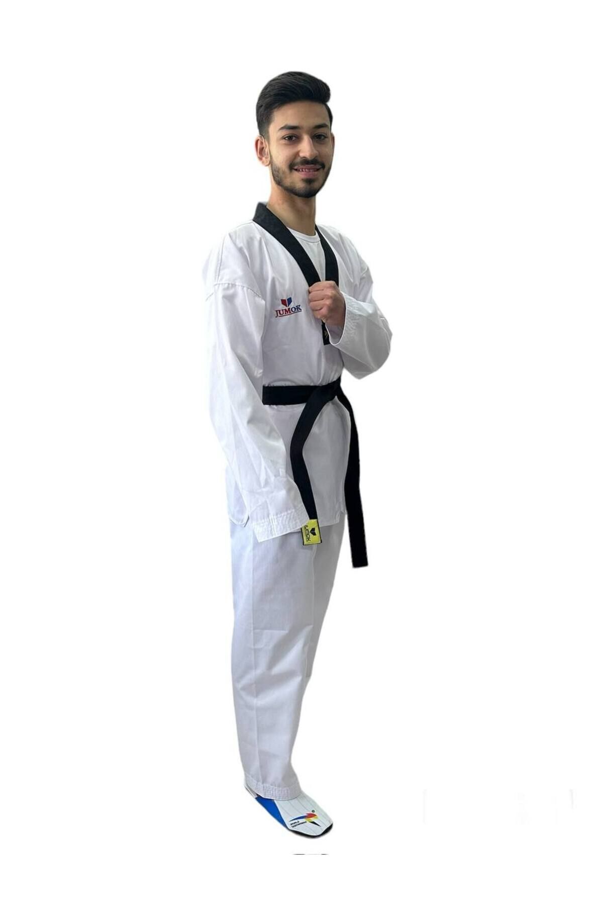 JUMOK Siyah Yaka Fitilli Taekwondo Elbisesi Dobok