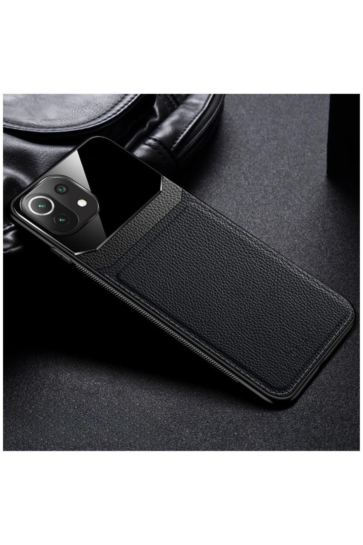 Zebana Xiaomi Mi 11 Lite 5g Uyumlu Kılıf Lens Deri Kılıf Siyah