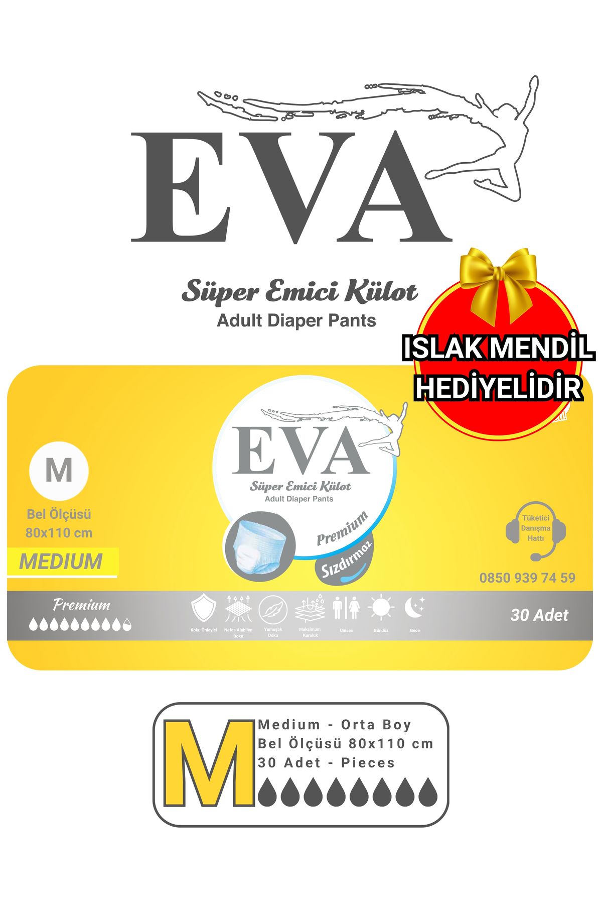 EVA Premium Emici Külot Hasta Bezi 30lu
