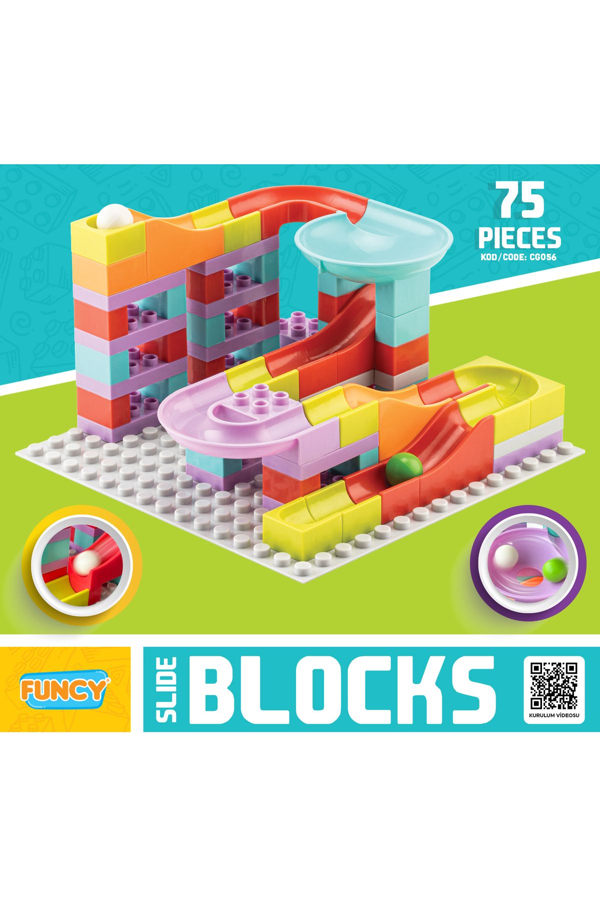 CREATİVE GAMES Slide Blocks 75 Parça LegoDuplo Uyumlu