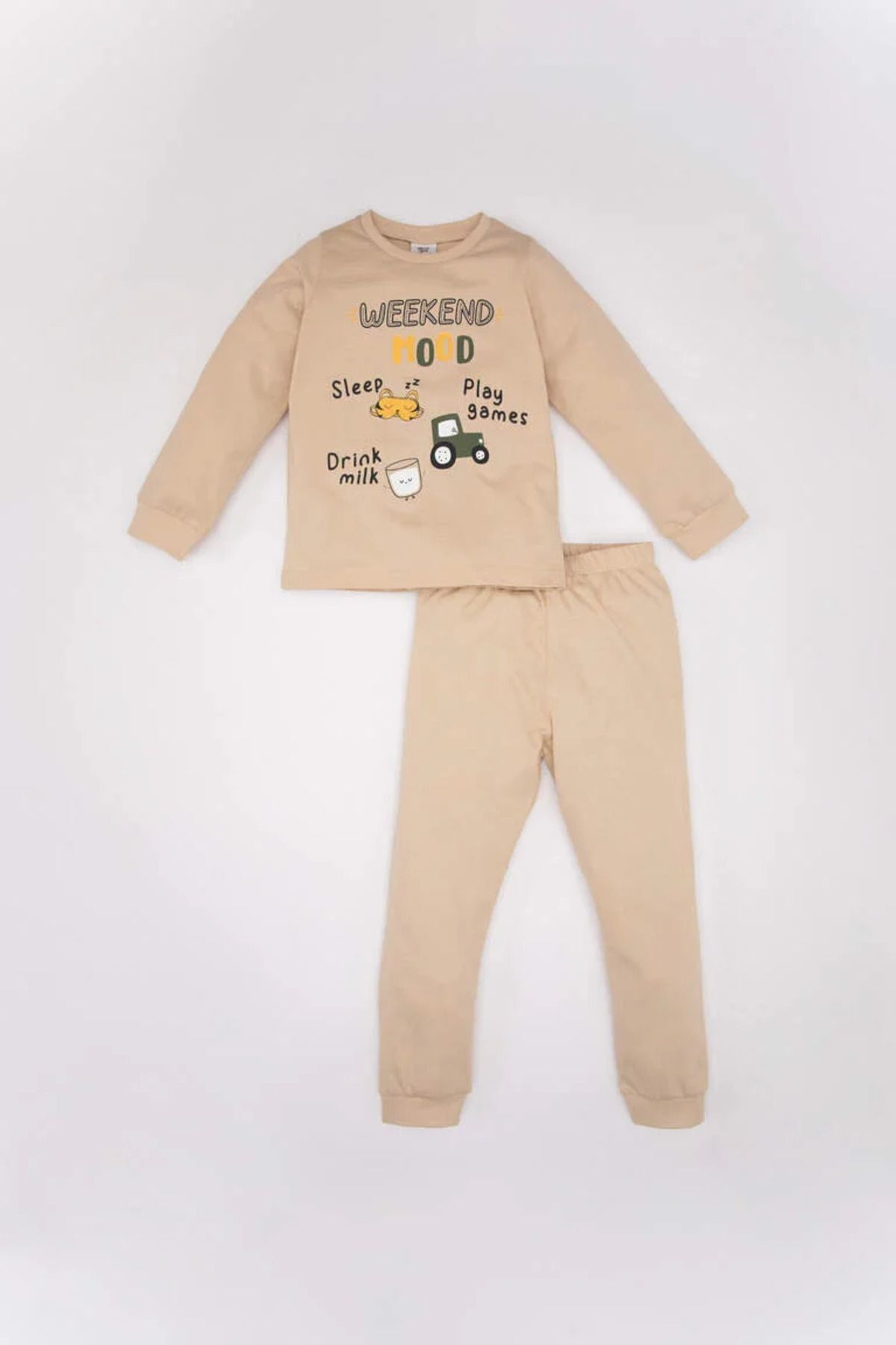 Defacto Erkek Bebek Araç Baskılı Uzun Kollu Penye Pijama Takımı B8784a524sp