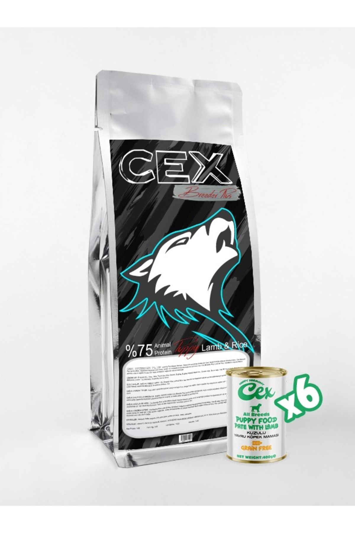 CEX Breeder Plus Kuzu Etli Yavru Köpek Maması 15 kg ( 6 adet 400 gr kuzulu konserve hediyeli)
