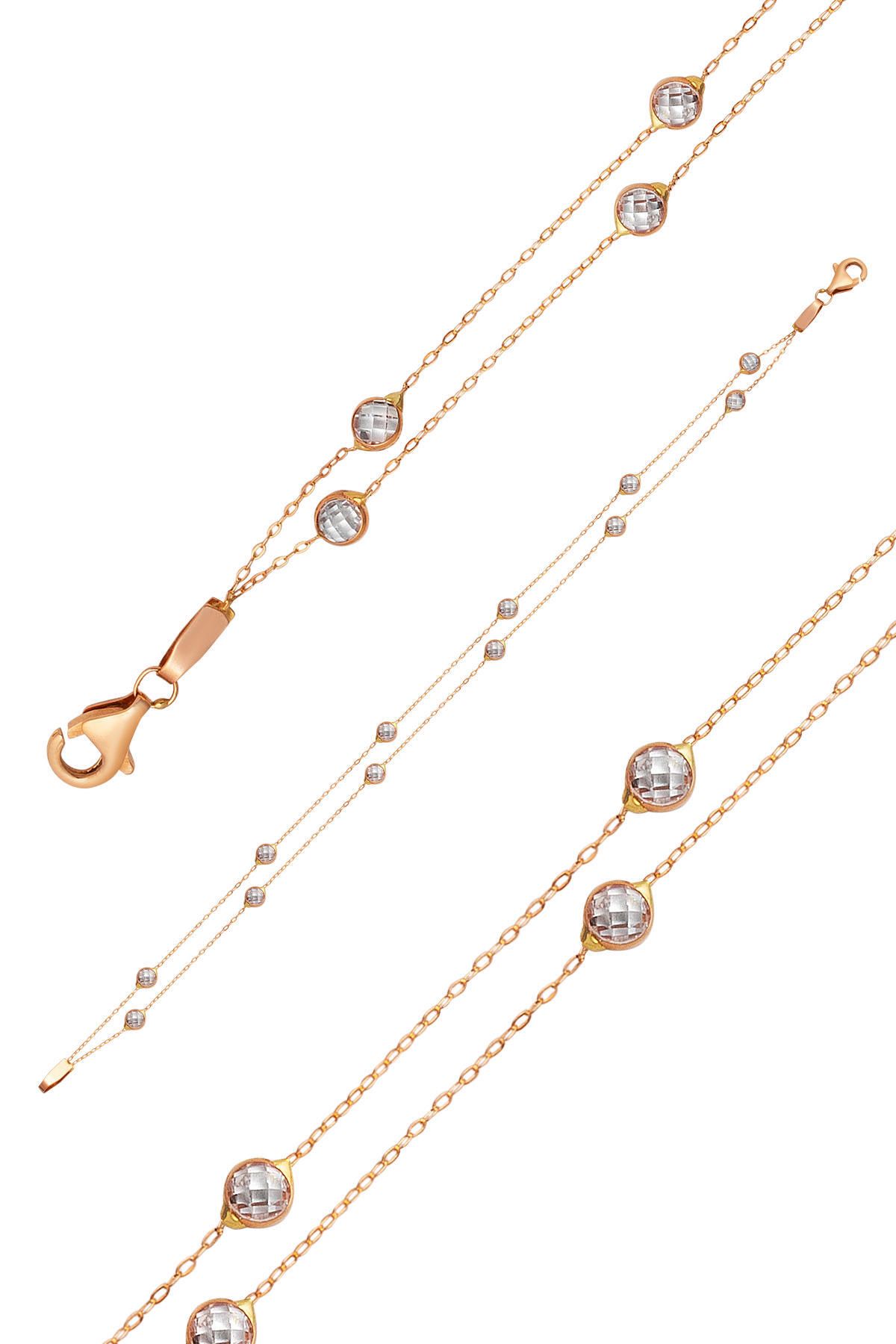 Bilezikci Taşlı 14 Ayar Altın Tiffany Zincir Bileklik