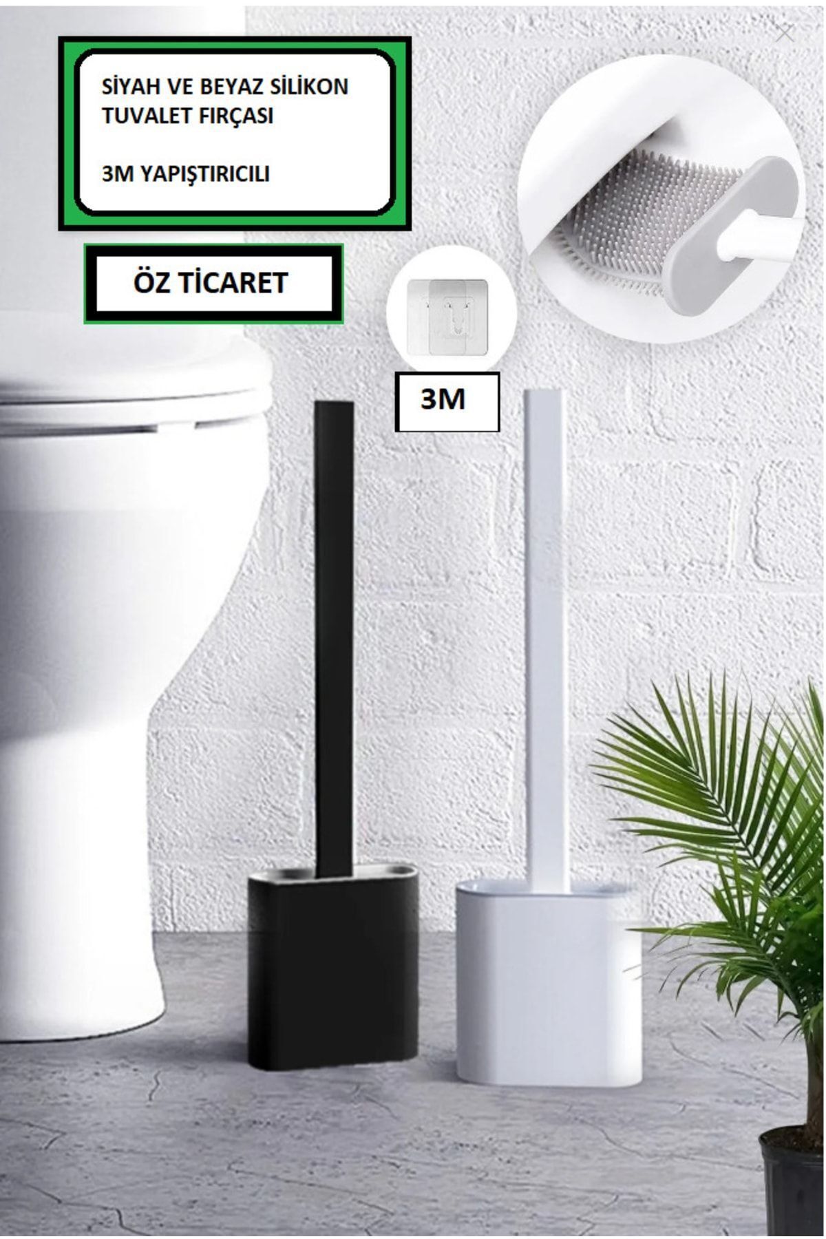 Leonsas 2li Set Beyaz Ve Siyah Renk Silikon Tuvalet Fırçası Set Bükülebilir Pratik Silikon Wc Klozet Fırçası