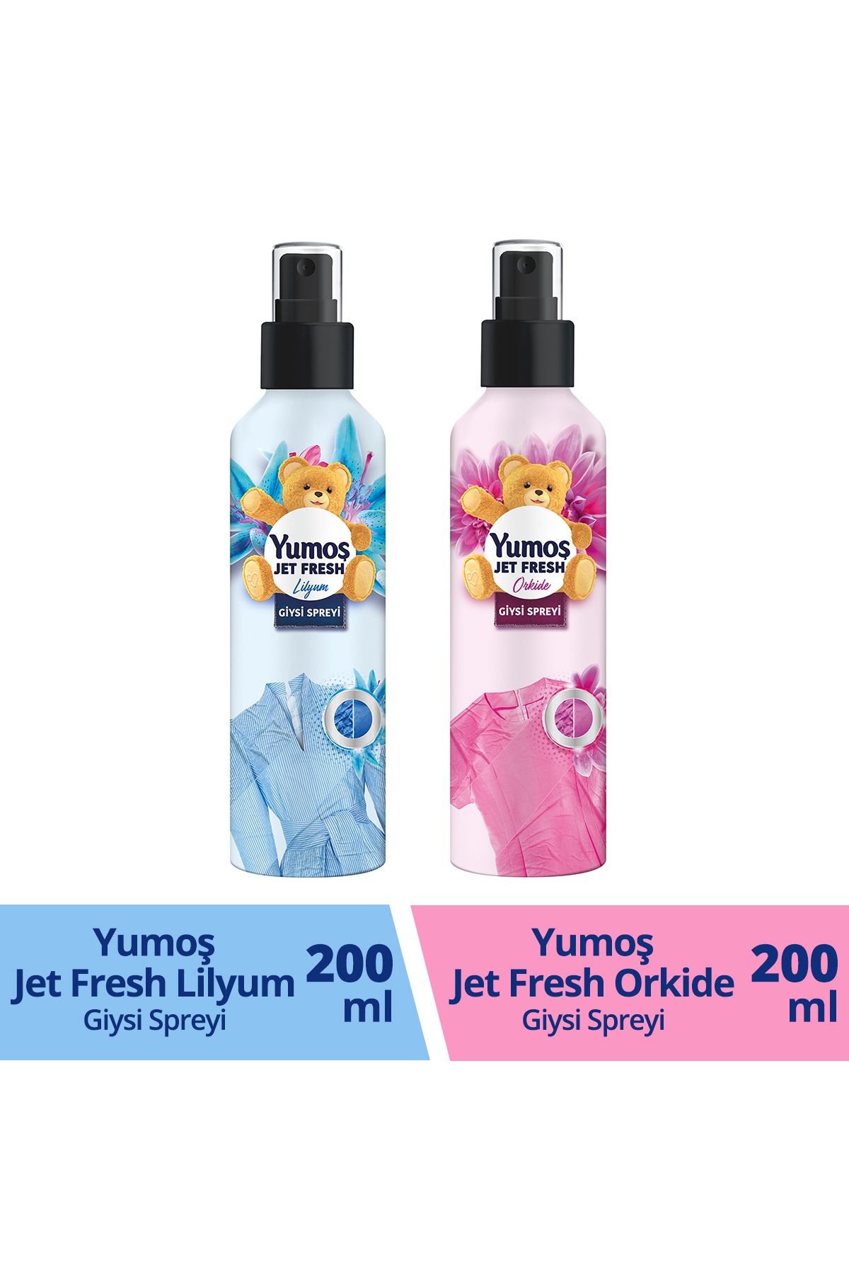 Yumoş Jet Fresh Giysi Spreyi Lilyum 200 ml 1 Adet Jet Fresh Giysi Spreyi Orkide 200 ml 1 Adet