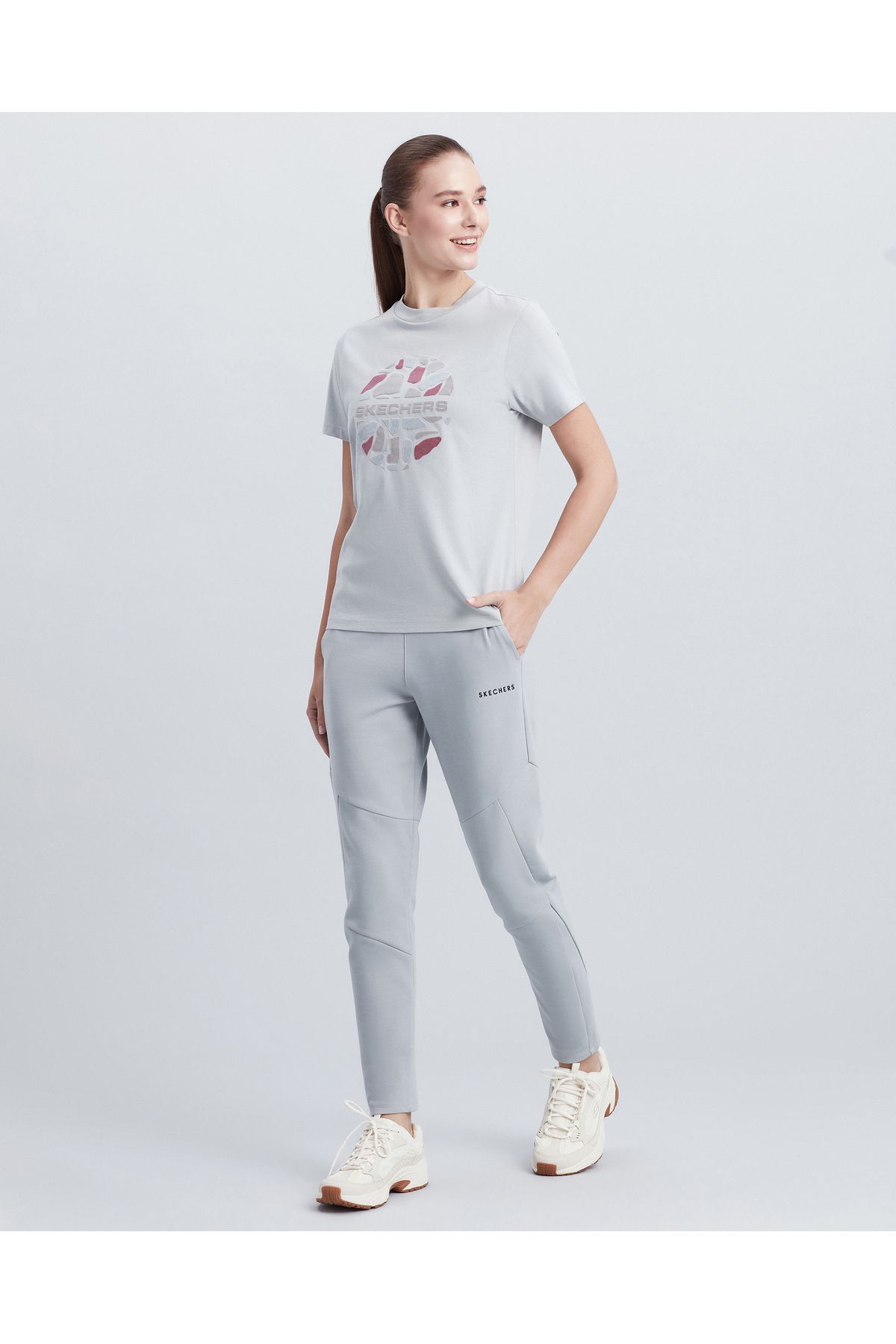 Skechers W Velvet Print T-shirt Kadın Mavi Tshirt S212944-407