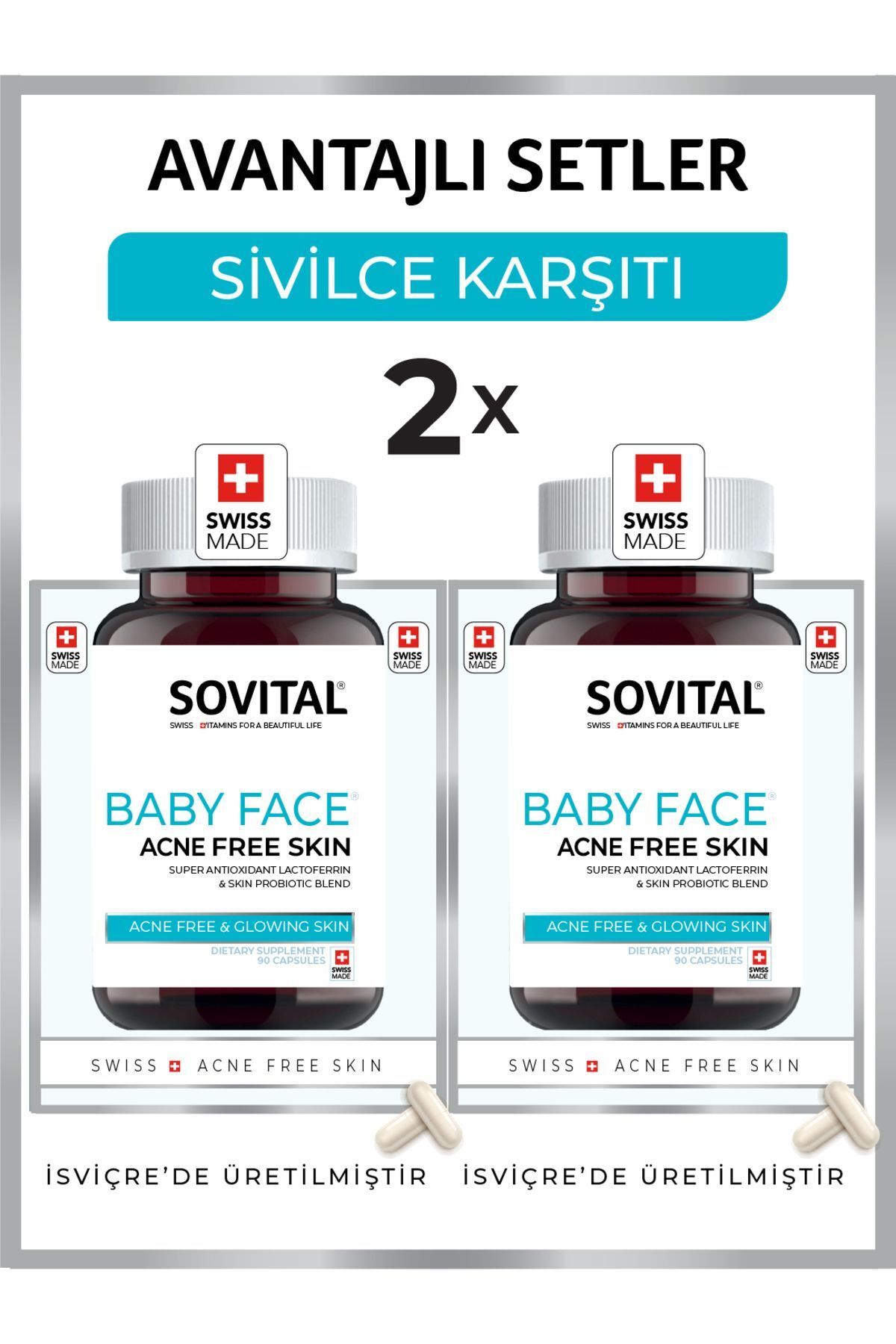 SOVITAL Baby Face Sivilce, Leke & Yaşlanma Karşıtı 2X90 Kapsül