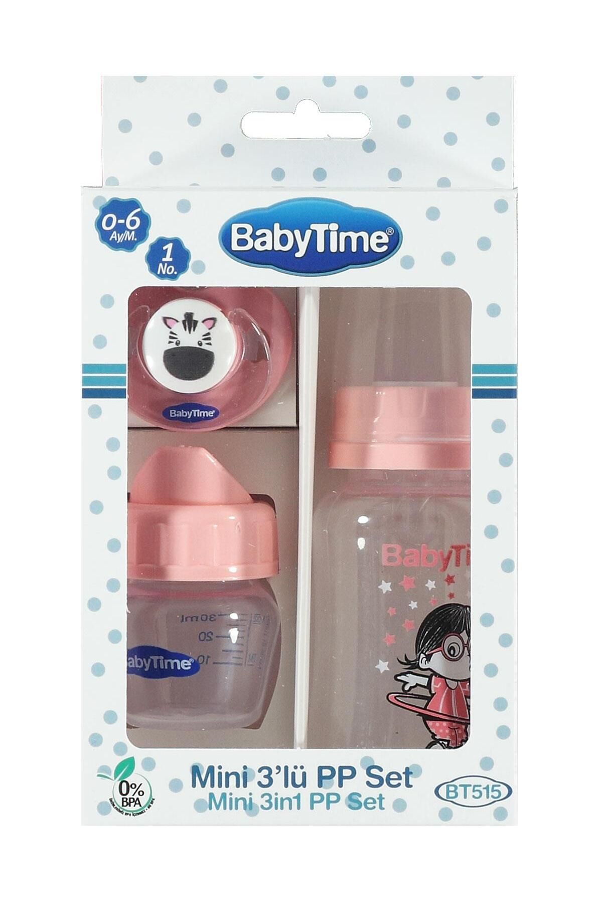 Babytime Mini 3'lü Pp Plastik Biberon Set 0-6 Ay - Pembe