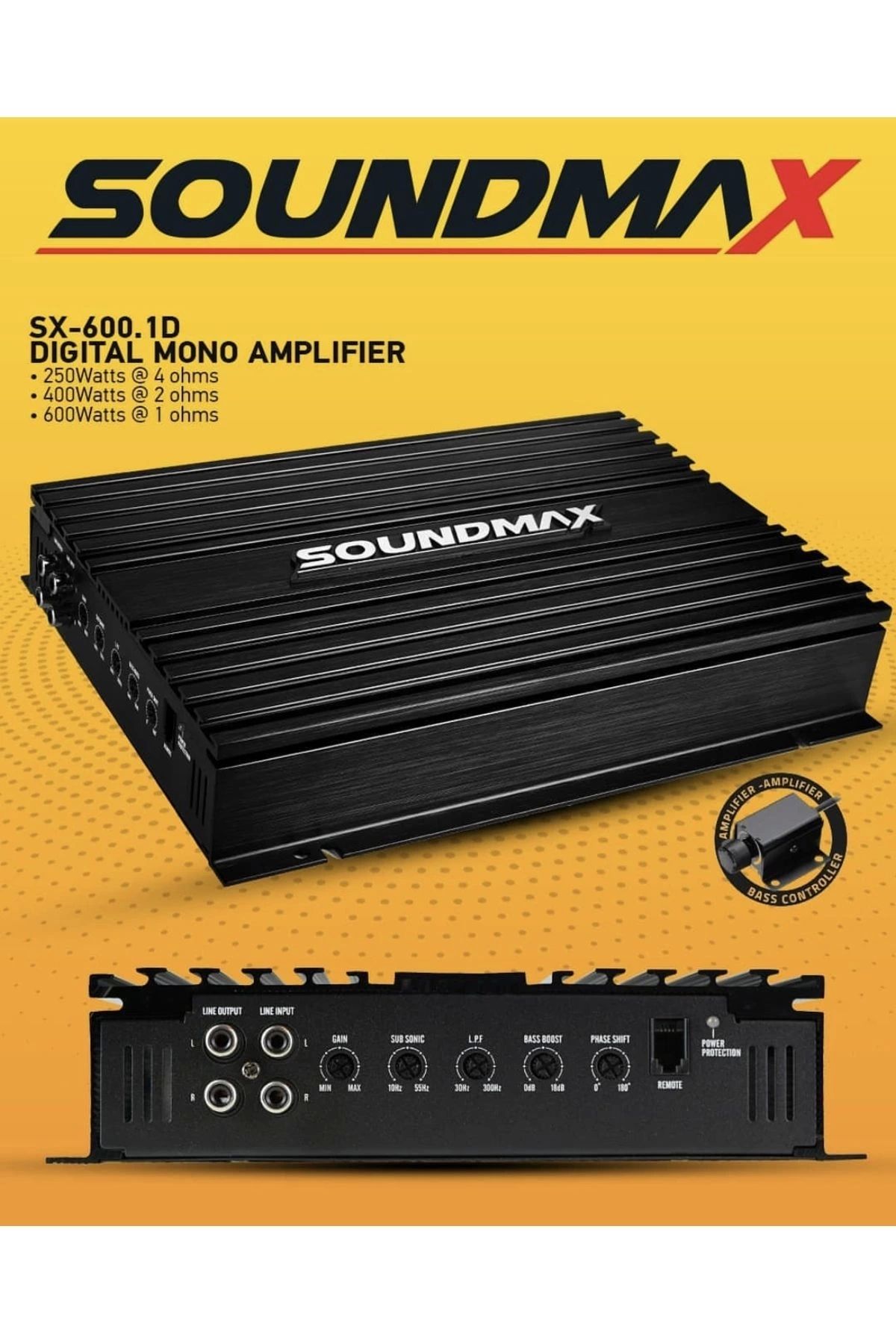 Reiss Soundmax Mono Amfi - Soundmax SX-600.1D Bass Anfisi - 600RMS