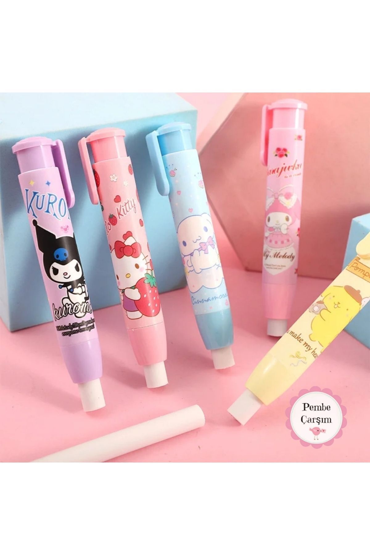 Pembe Çarşı Sanrio Stick Silgi 1 Adet My Melody , Kuromi , Hello Kitty , Cinnamoroll