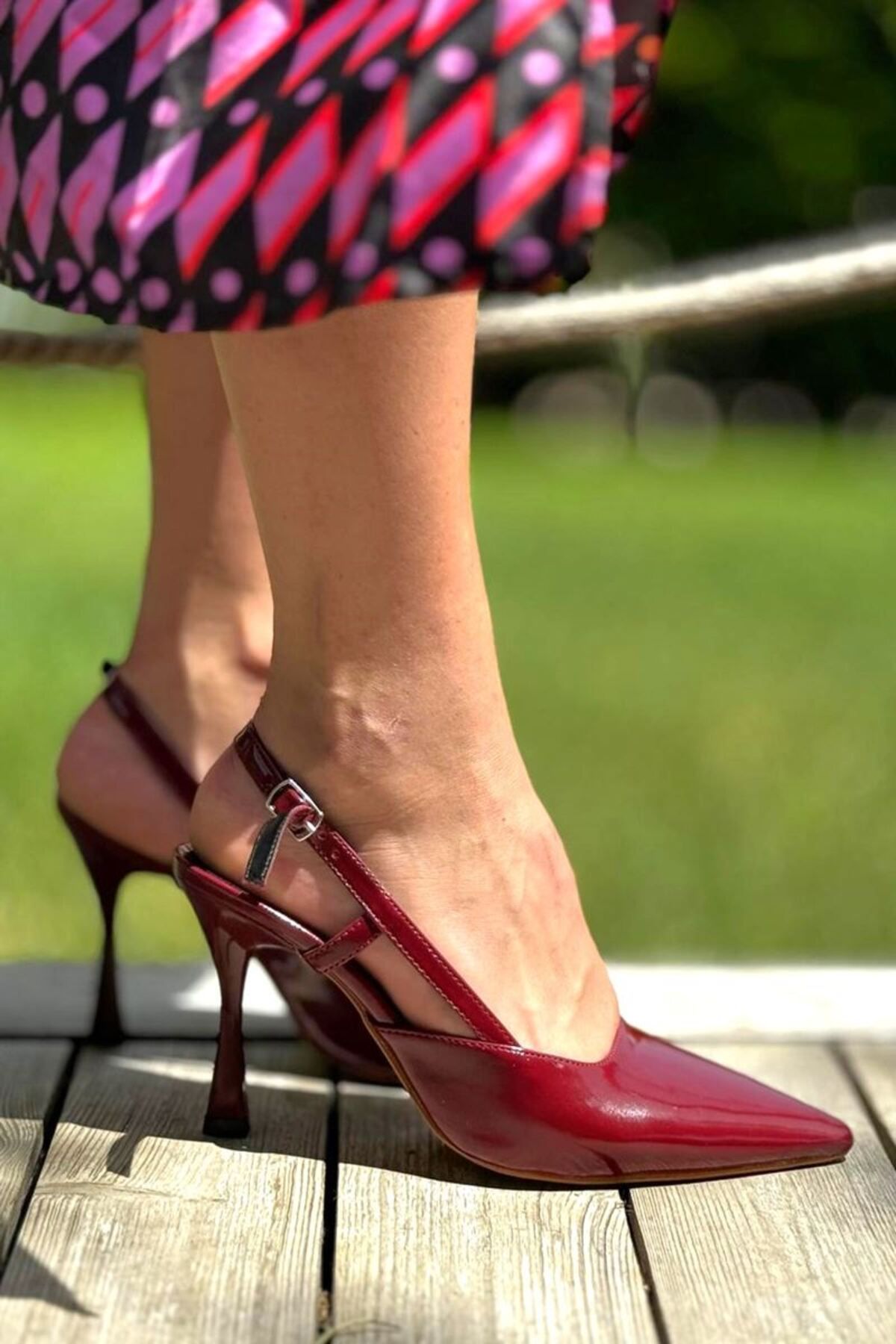 Gökhan Talay Kadın Topuklu Ayakkabı Clara Bordo Rugan