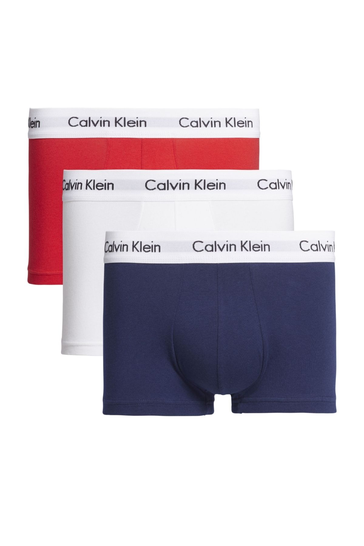 Calvin Klein Erkek Marka Logolu Elastik Bantlı Günlük Kullanıma Uygun Beyaz-lacivert-kırmızı Boxer U2664g-ı03