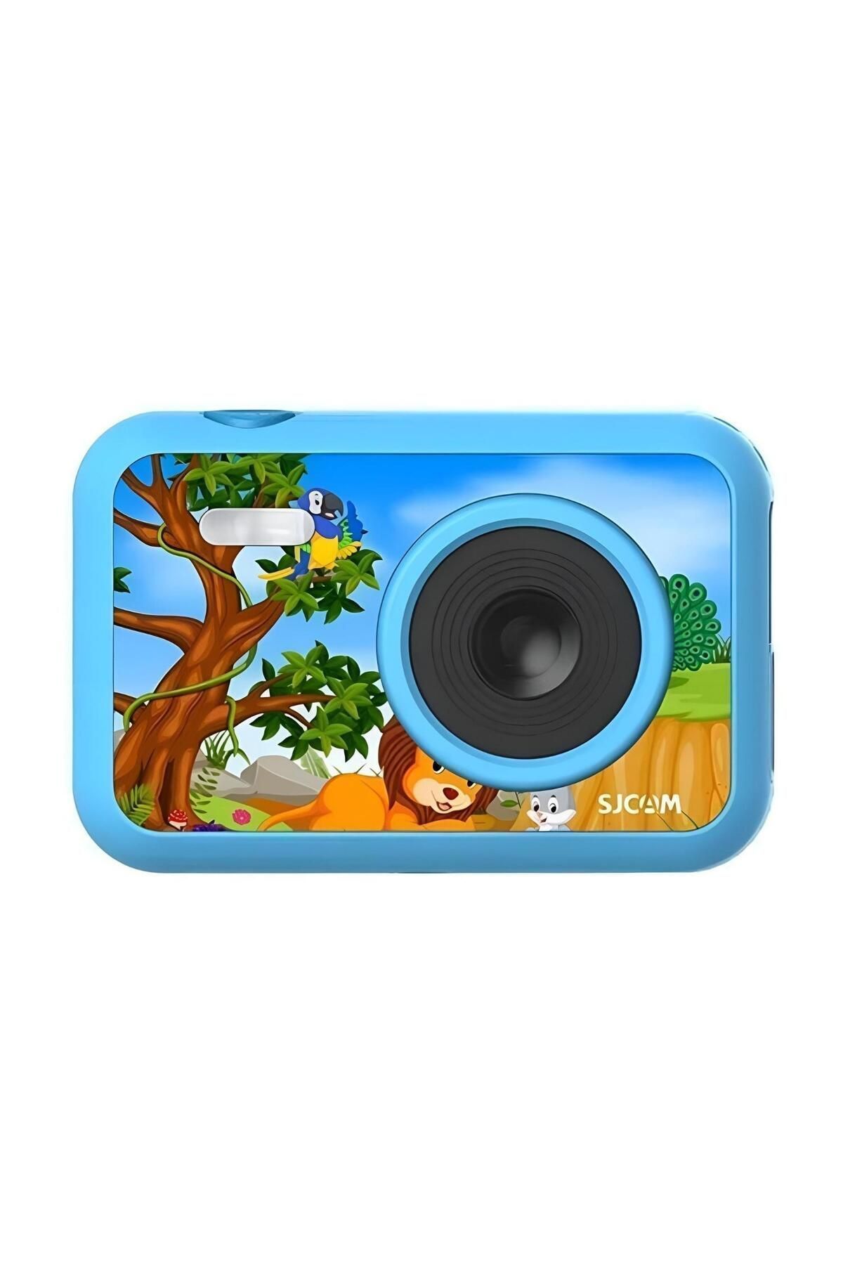 SJCAM Funcam Çocuk Kamerası Fullhd 1080p 12mp 2.0” Ekran 650mah Fotoğraf Makinesi Aslan Desenli Mavi