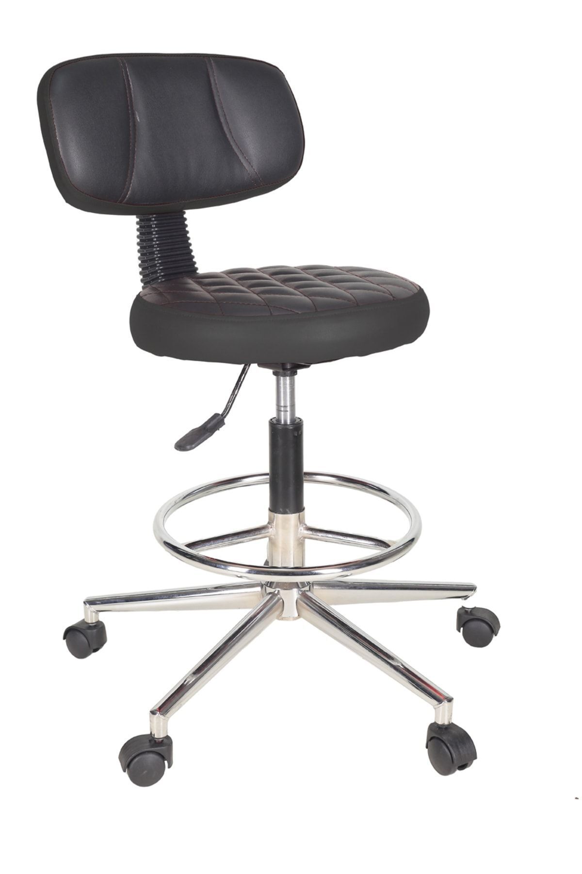 Gizmo Ofis Büro Döner Tekerlekli Çalışma Kasiyer Hekim Ayarli Tabure Sandalyesi B1000 Siyah