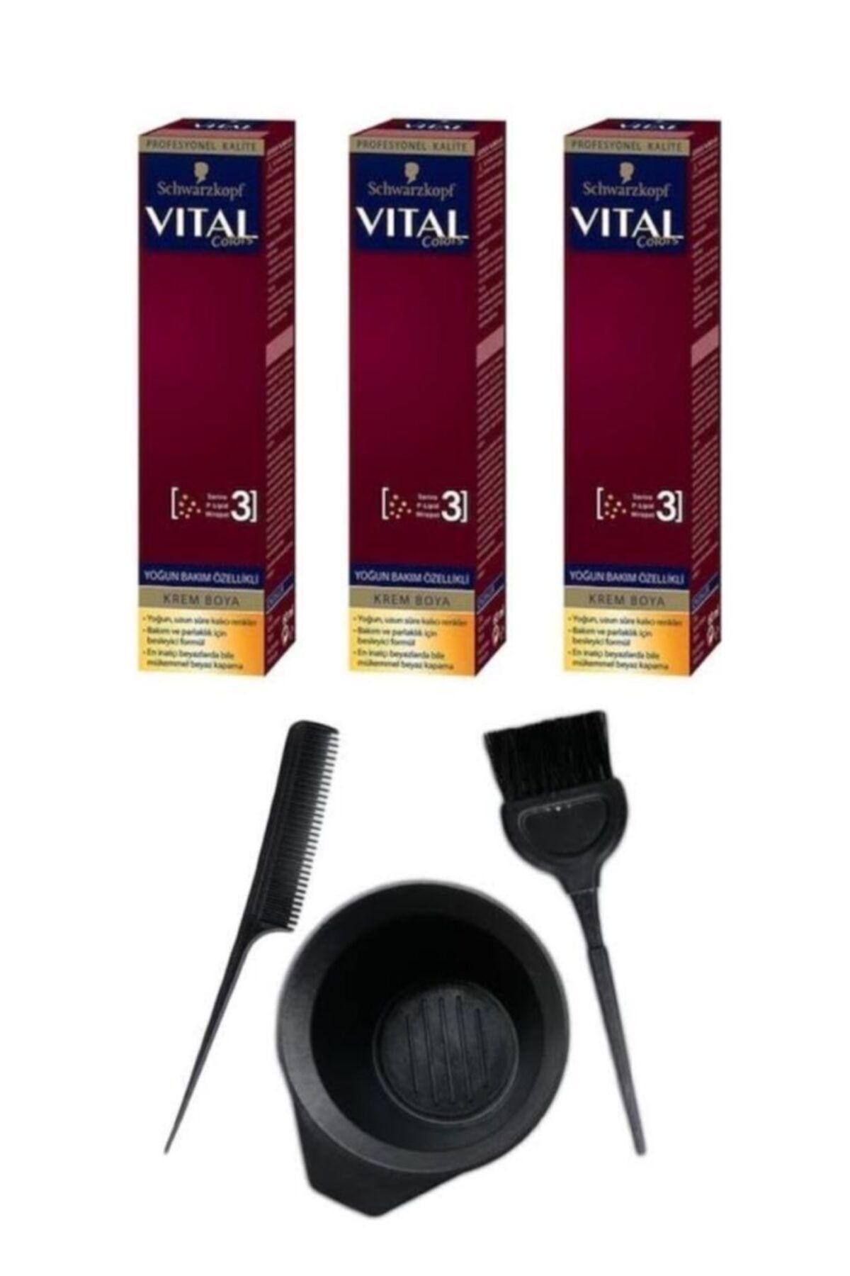 Vital Tüp Boya P-11 3 Adet + Saç Boyama Seti