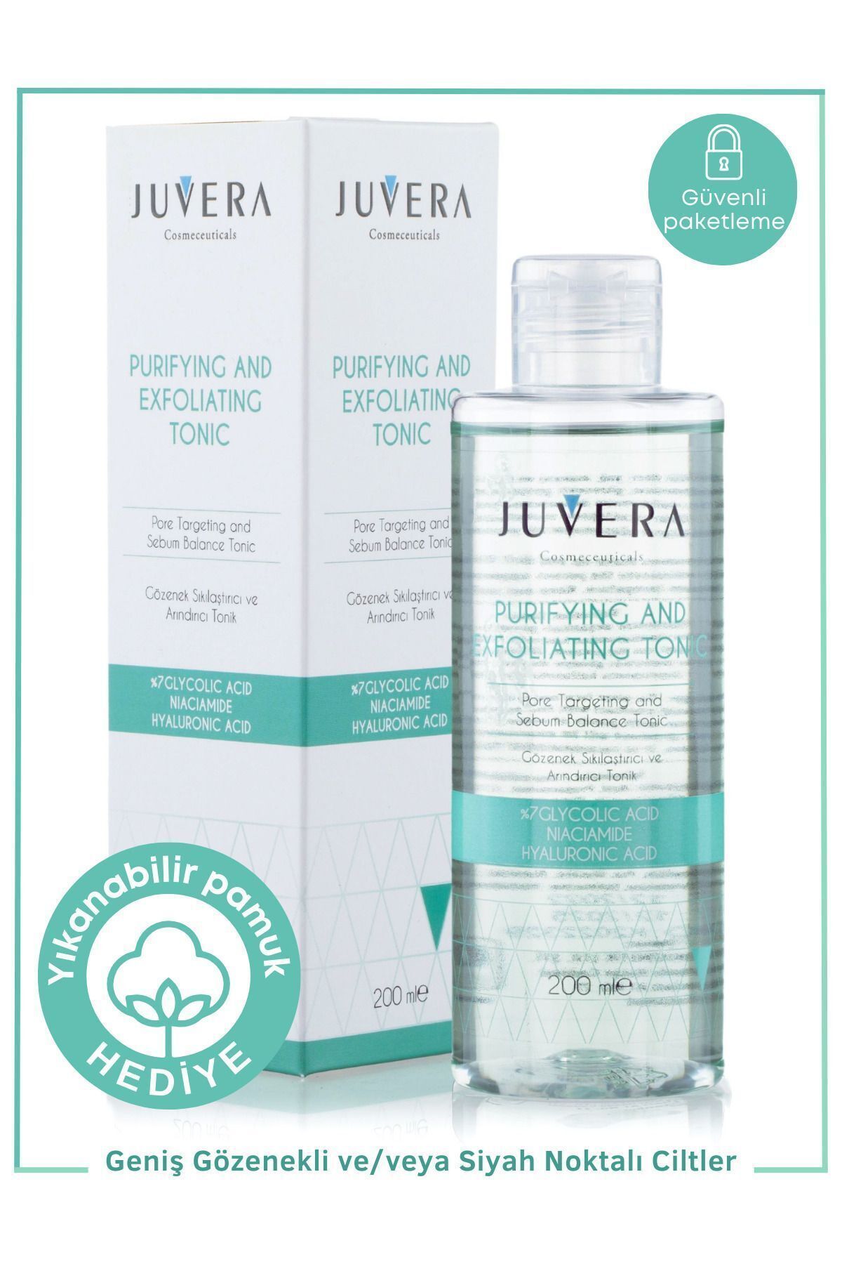JUVERA Cosmeceuticals Gözenek Sıkılaştırıcı Arındırıcı Ve Kararma Karşıtı Tonik - Purifying And Exfoliating Tonic 200ml
