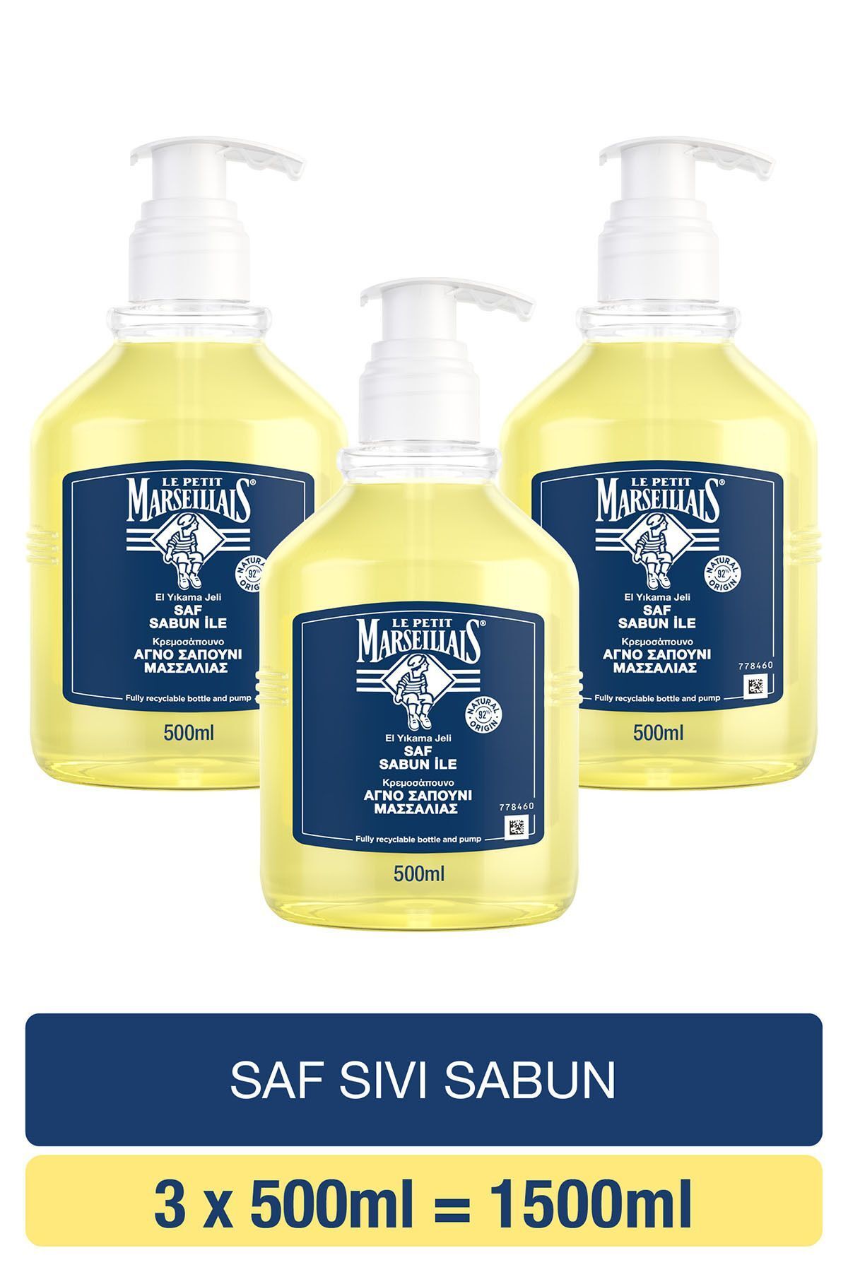 Le Petit Marseillais Saf Sıvı Sabun 500 ml X3