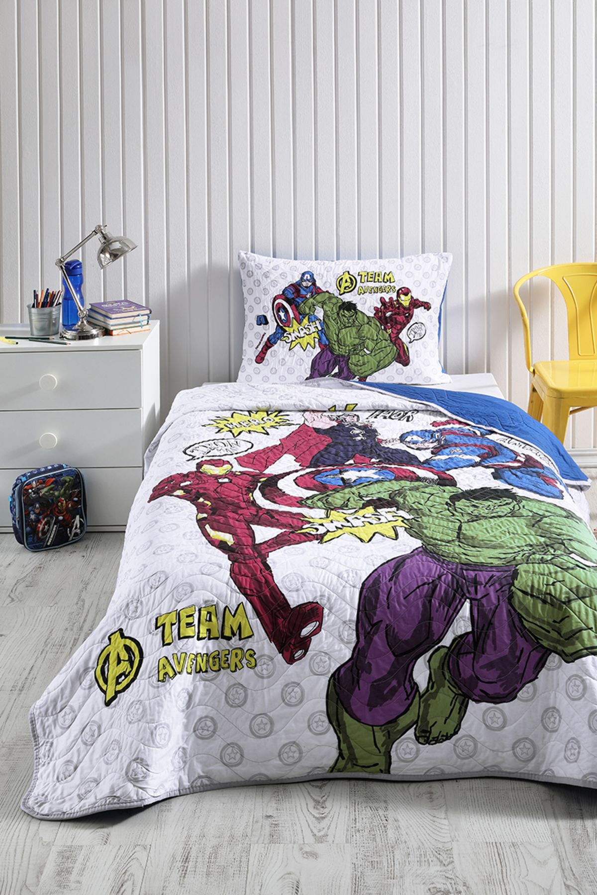Özdilek Avengers Team Tek Kişilik Disney Lisanslı Çocuk Yatak Örtüsü 160x230 Cm